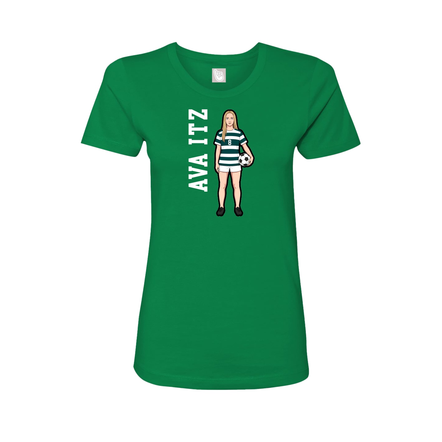 Womens Tee — Name Vertical in Green