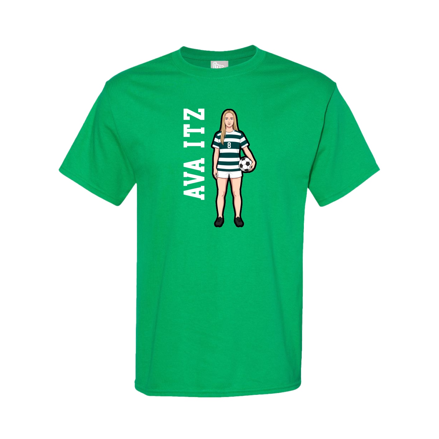 Youth Tee — Name Vertical in Green