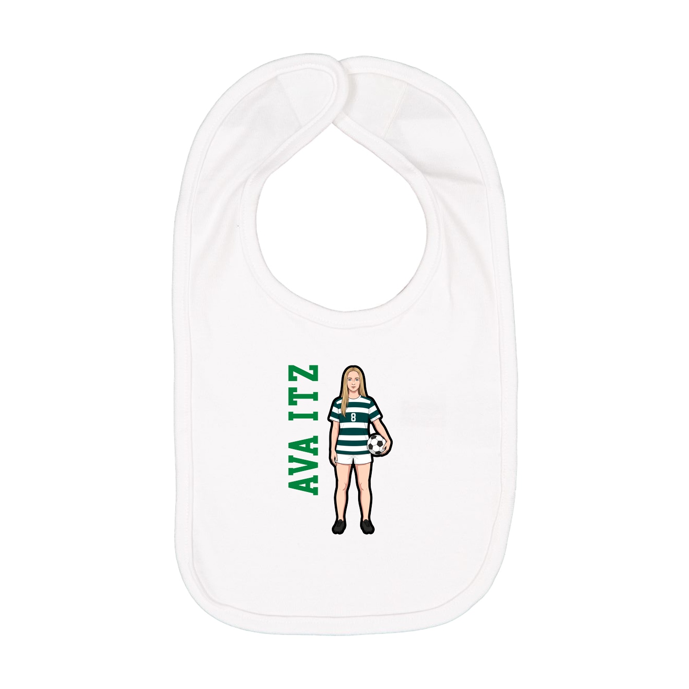 Infant Bib — Name Vertical in White