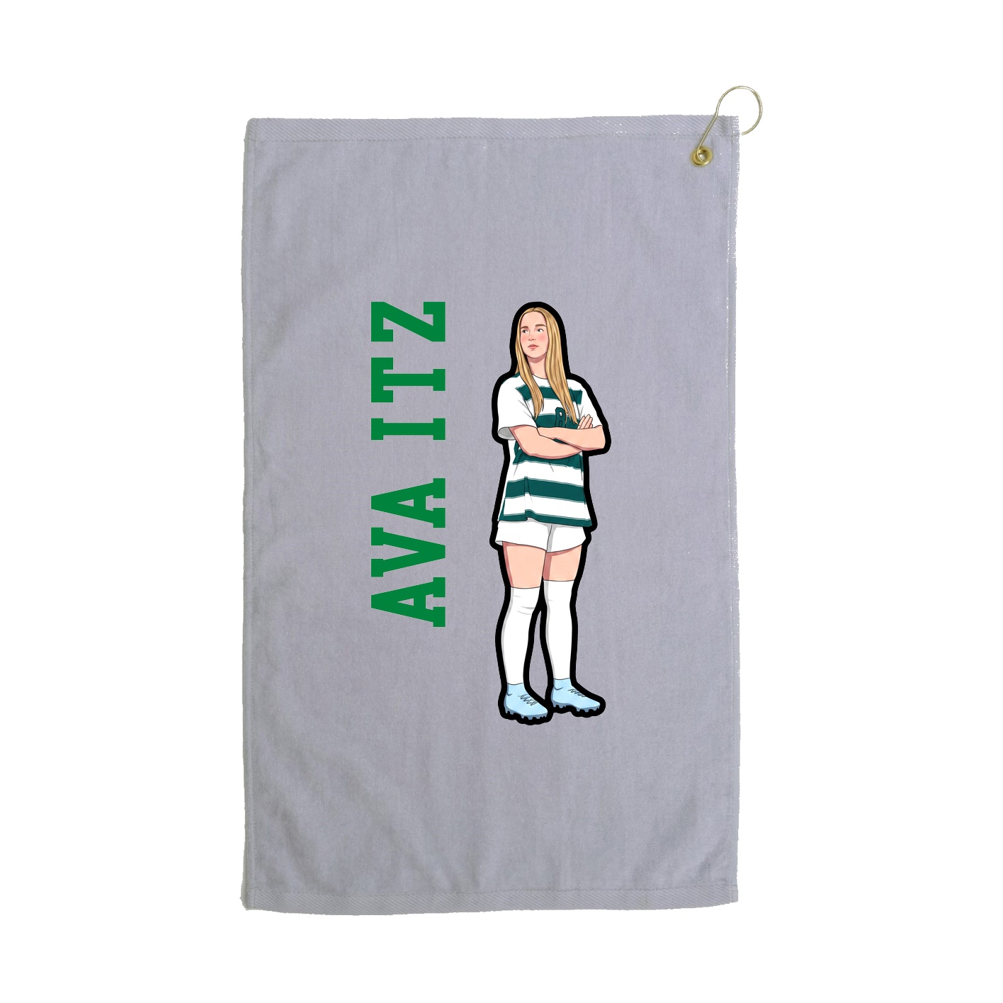 Golf Towel — Name Vertical in Grey