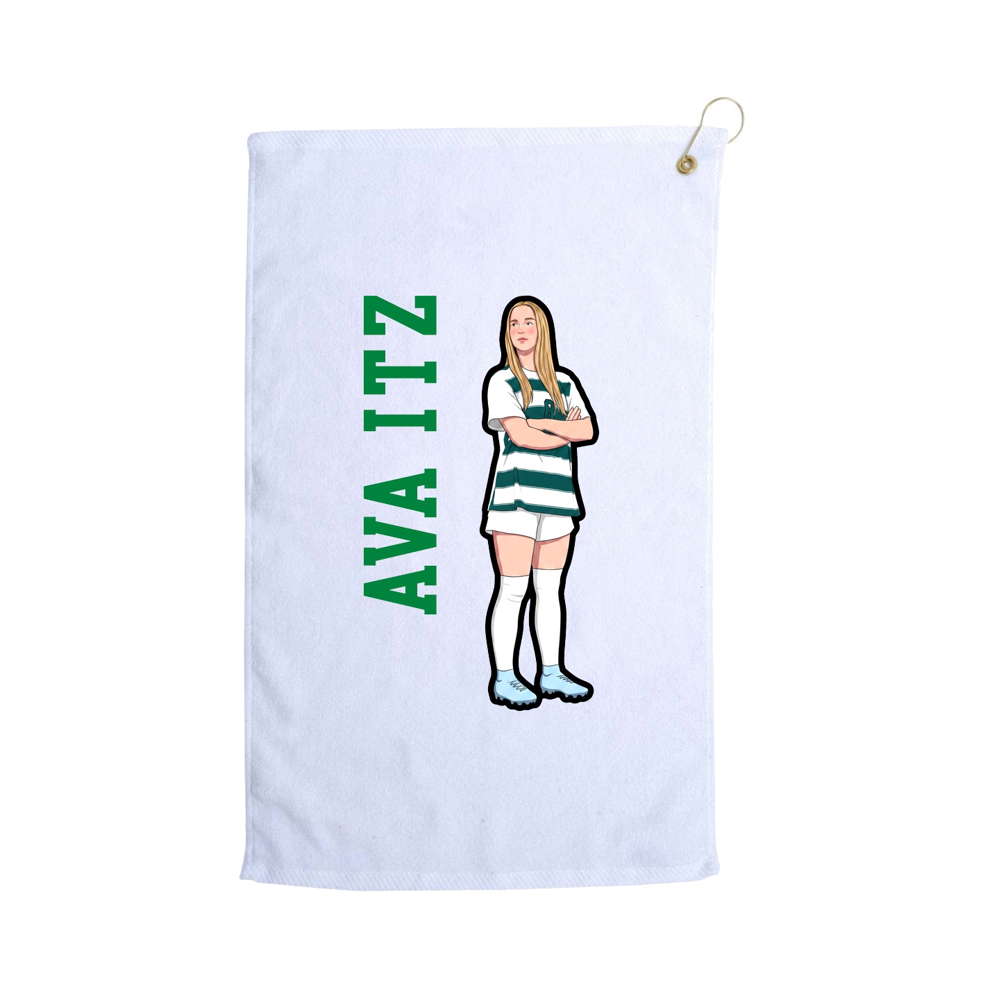 Golf Towel — Name Vertical in White