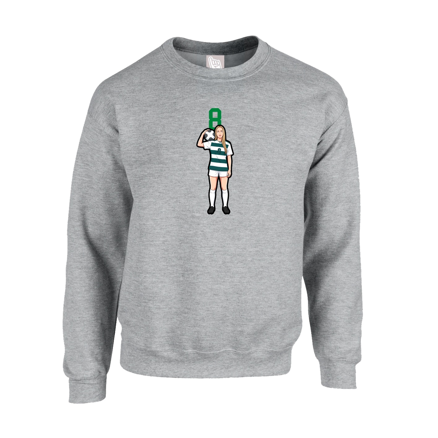 Fleece Crew — Number Top in Grey