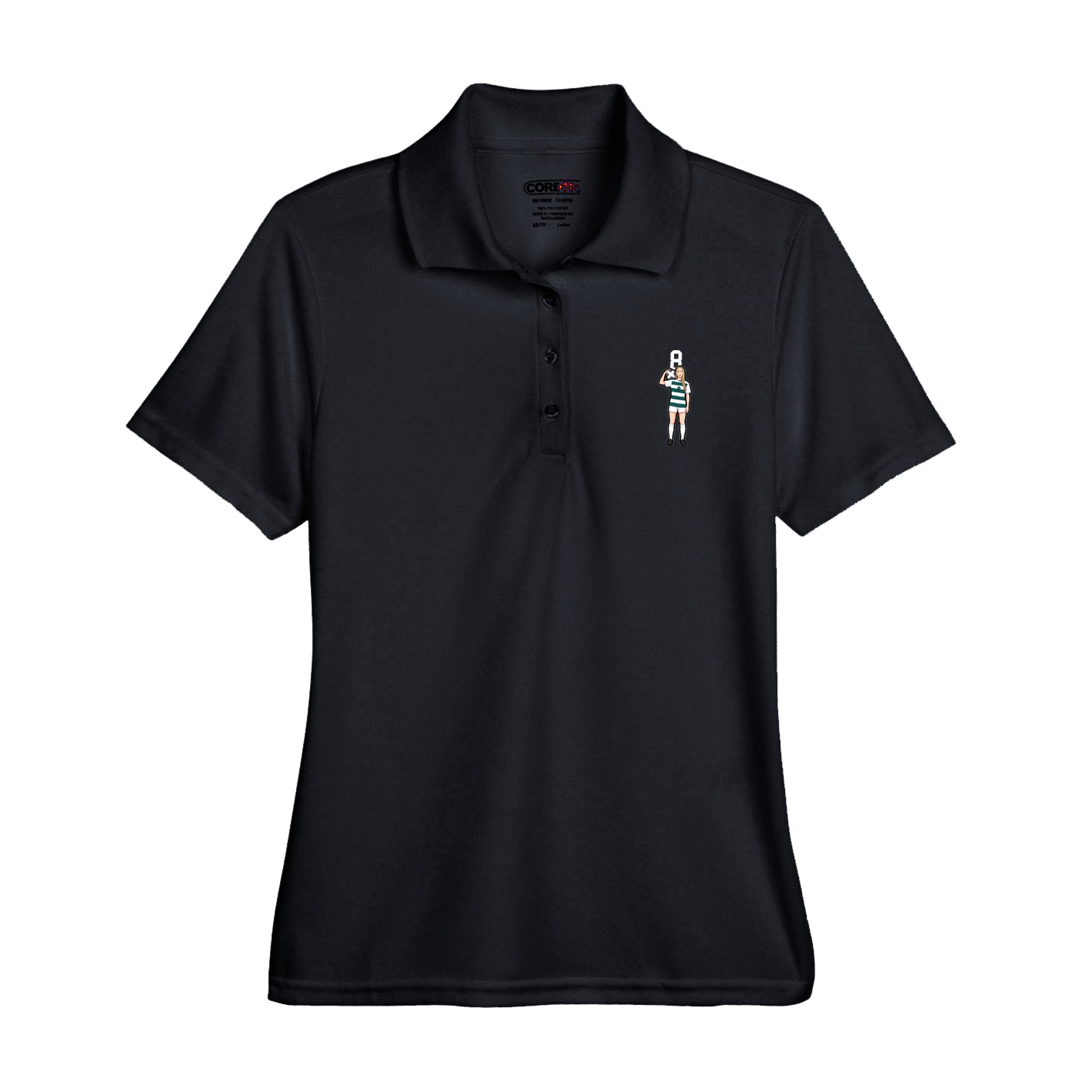 Womens Performance Polo — Number Top in Black