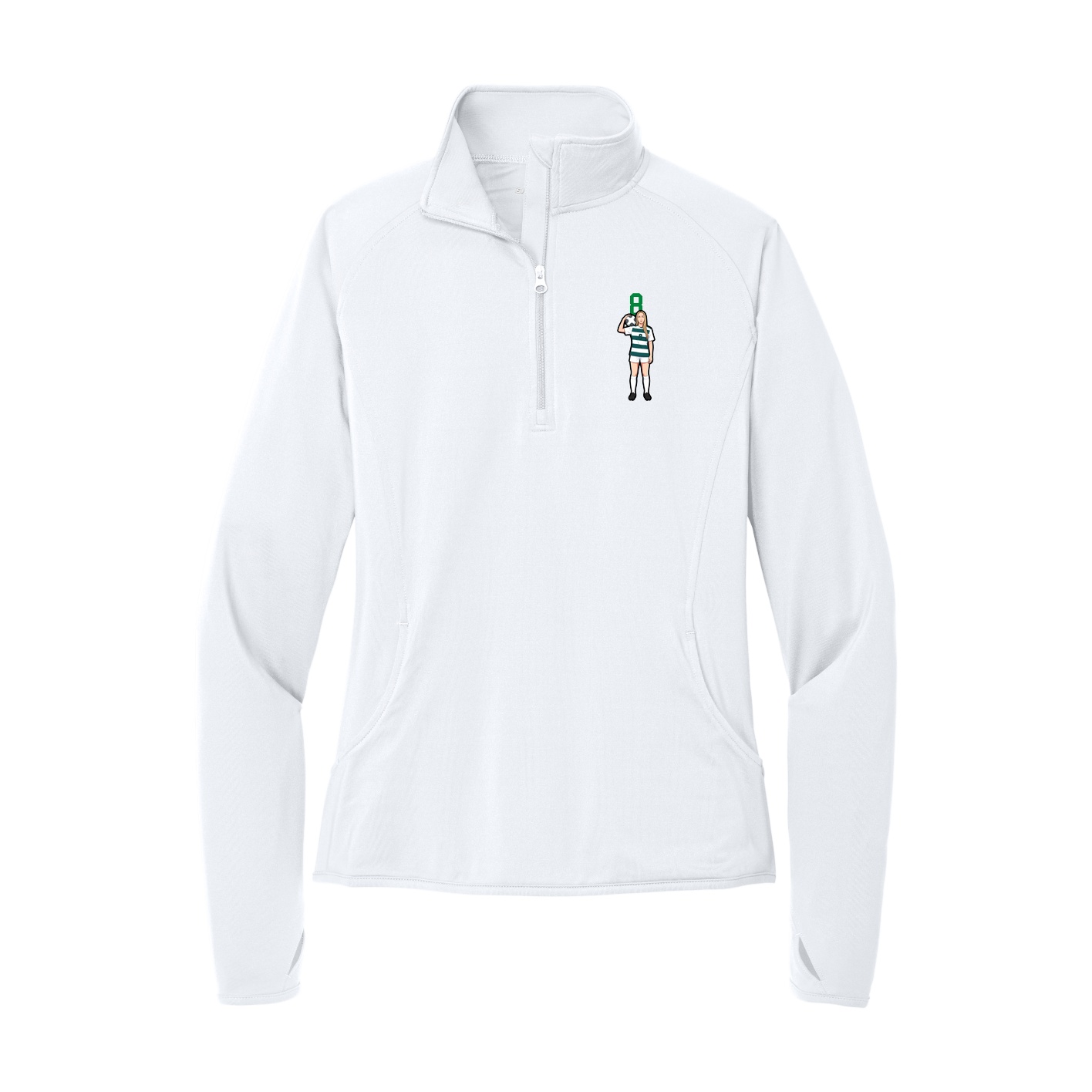 Women's Q-Zip Pullover — Number Top in White