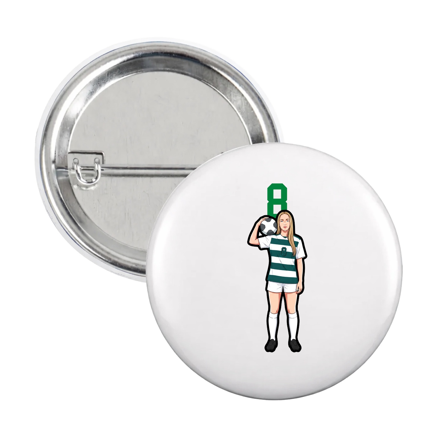 Game Day Button — Number Top in White