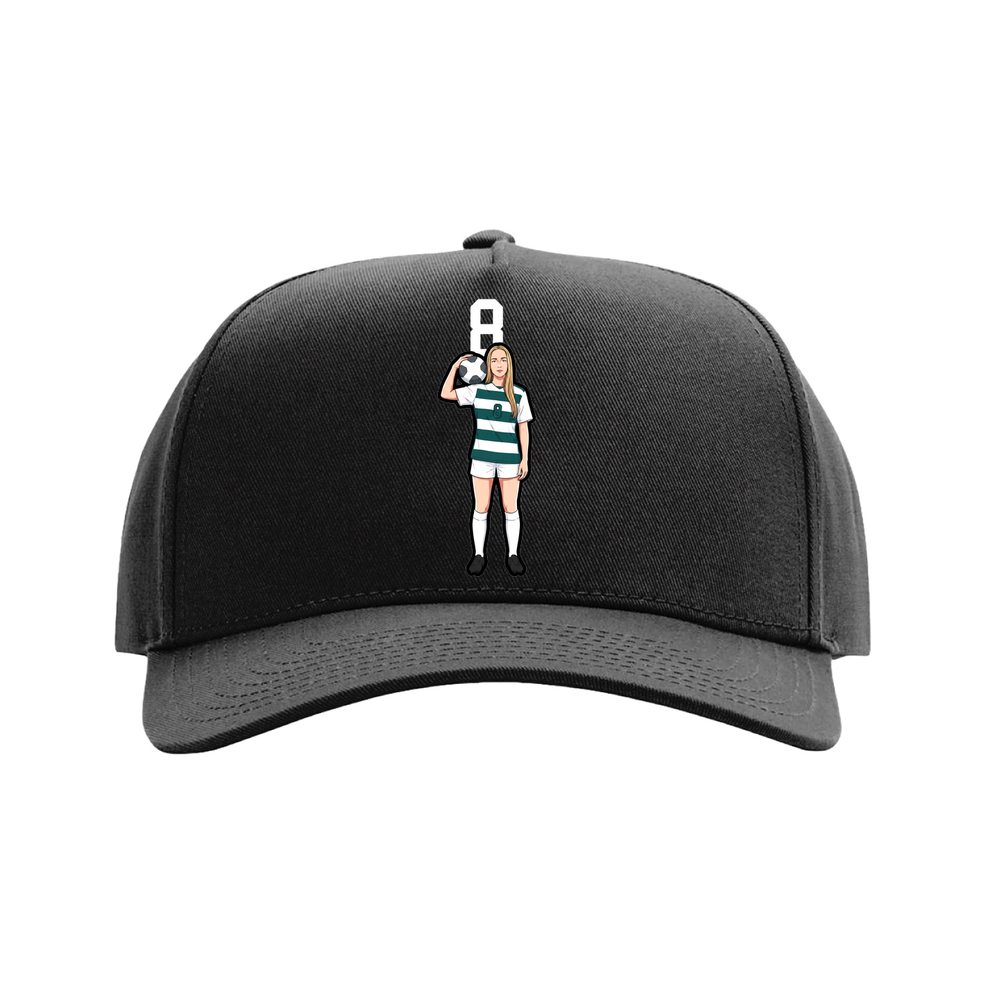 Full Fabric Five-Panel Champ Cap — Number Top in Black
