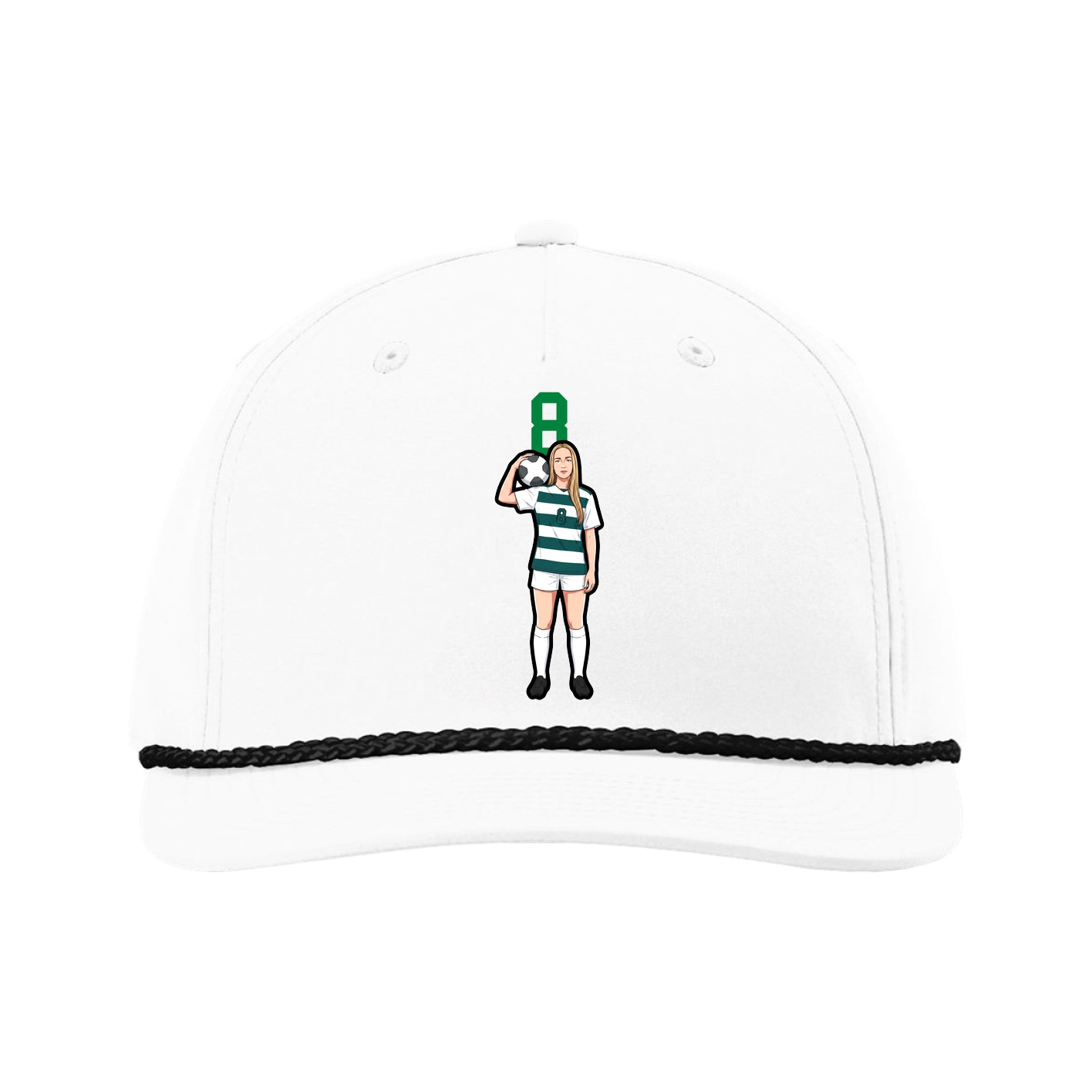 Five-Panel Classic Rope Cap — Number Top in White
