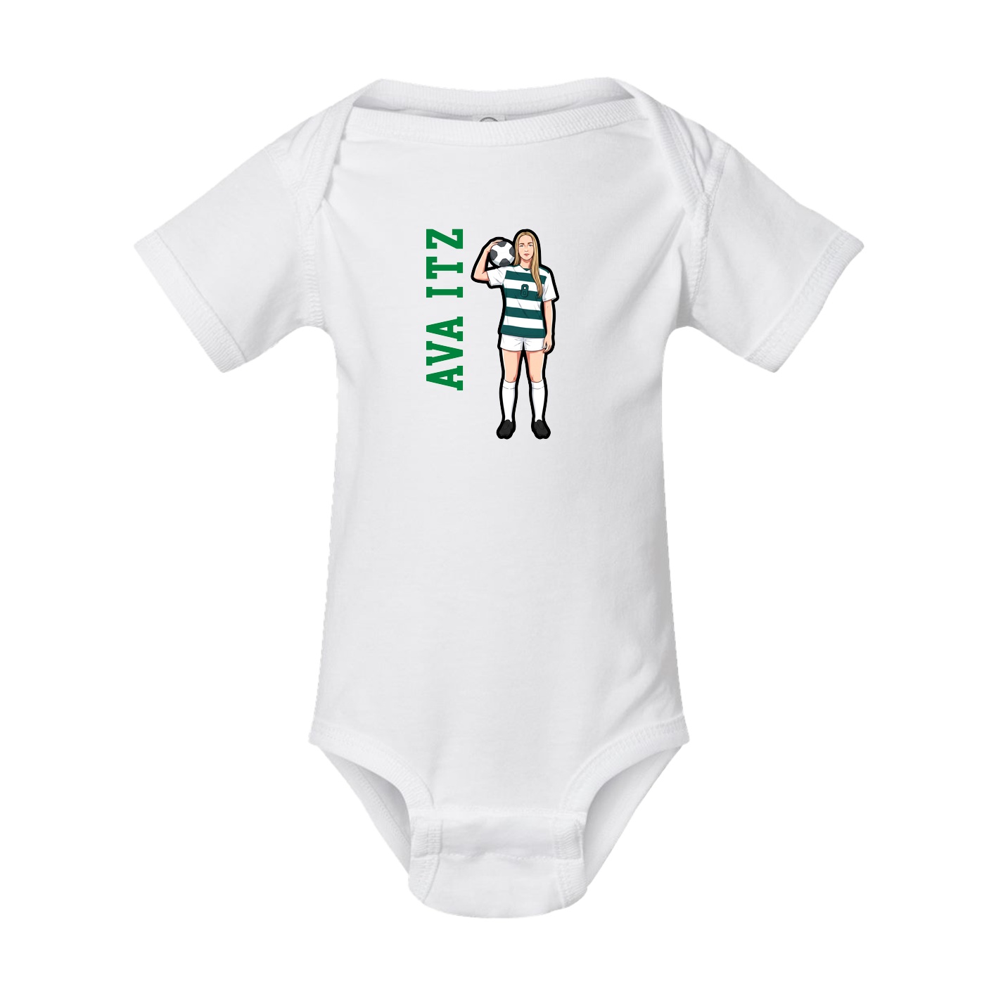 Baby Onesie — Name Vertical in White