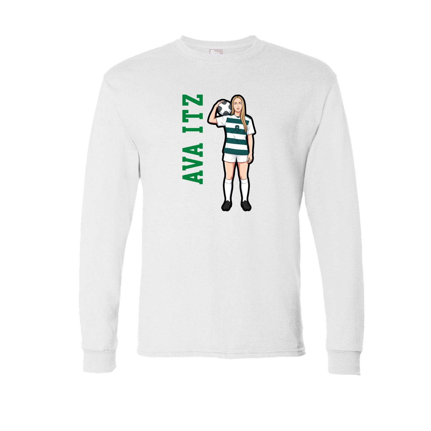 Long Sleeve Tee — Name Vertical in White