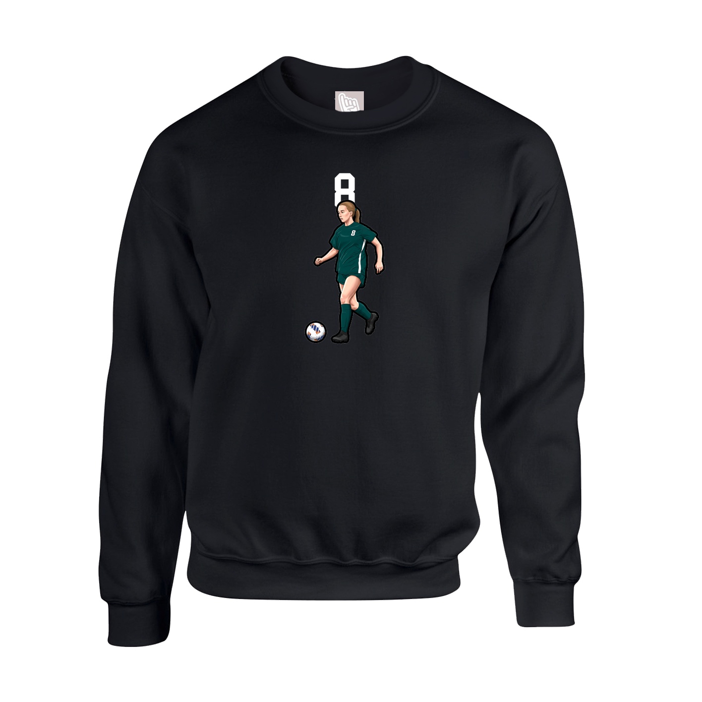 Fleece Crew — Number Top in Black