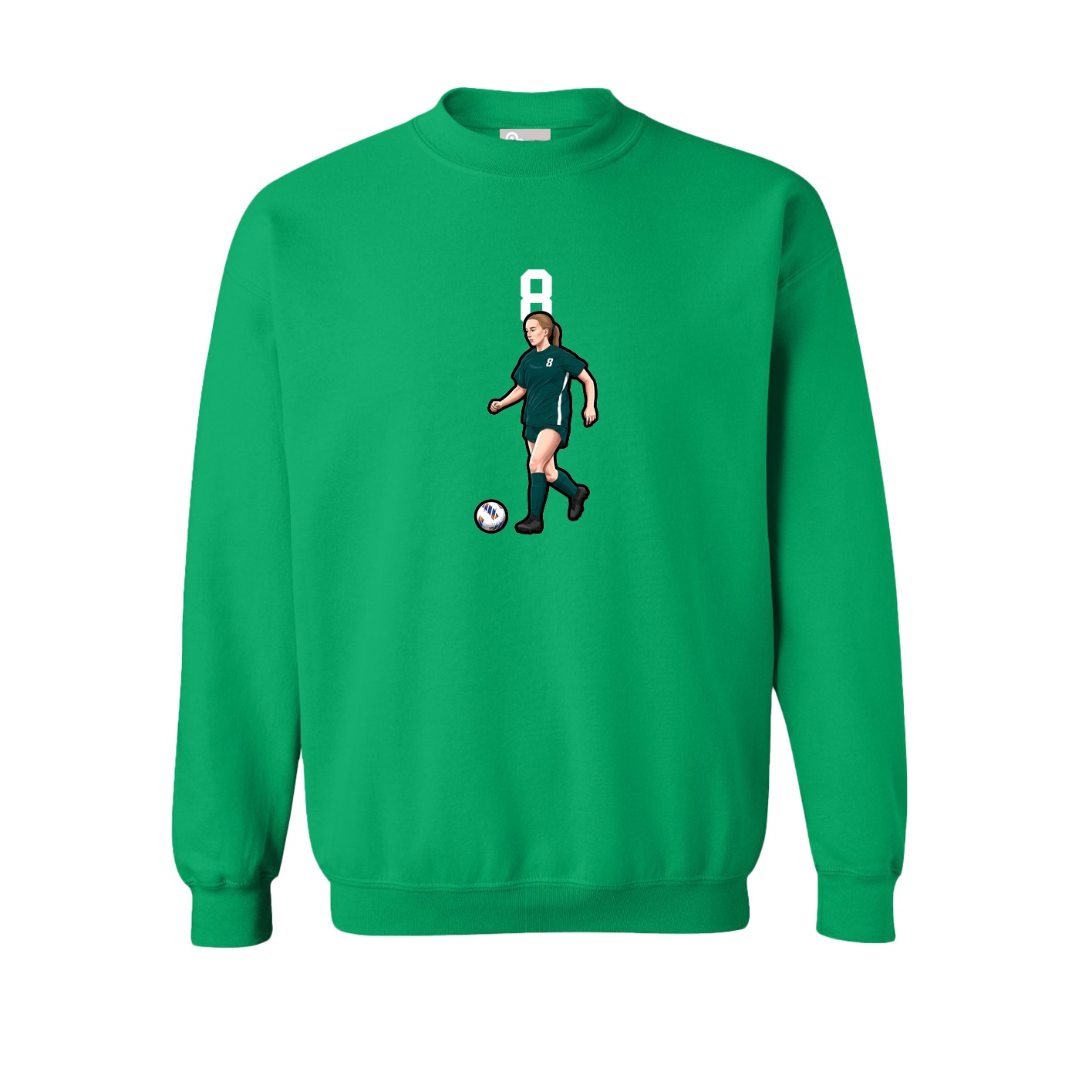 Fleece Crew — Number Top in Green