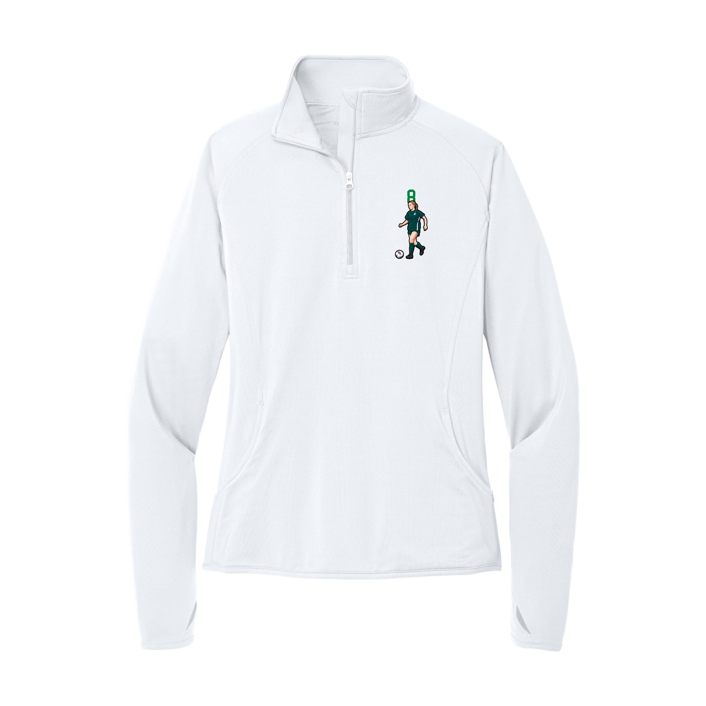 Women's Q-Zip Pullover — Number Top in White