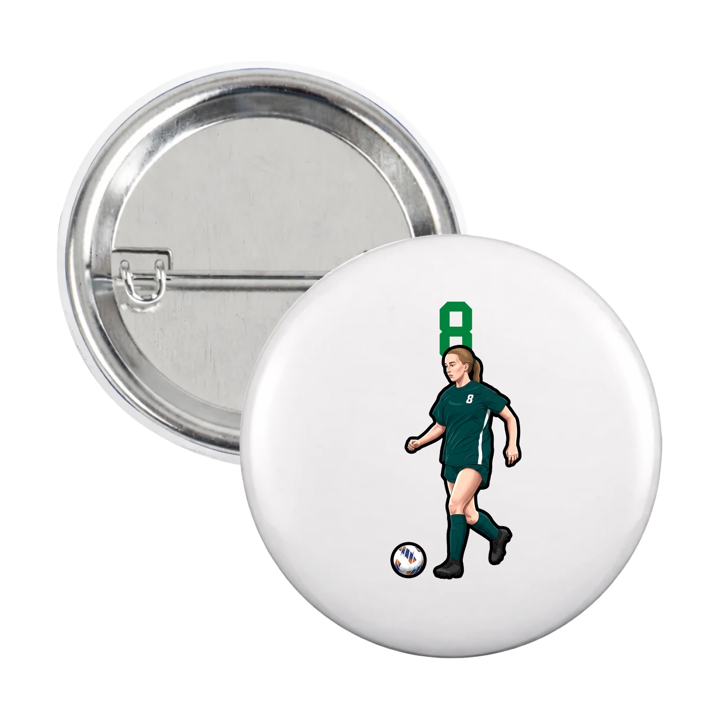 Game Day Button — Number Top in White