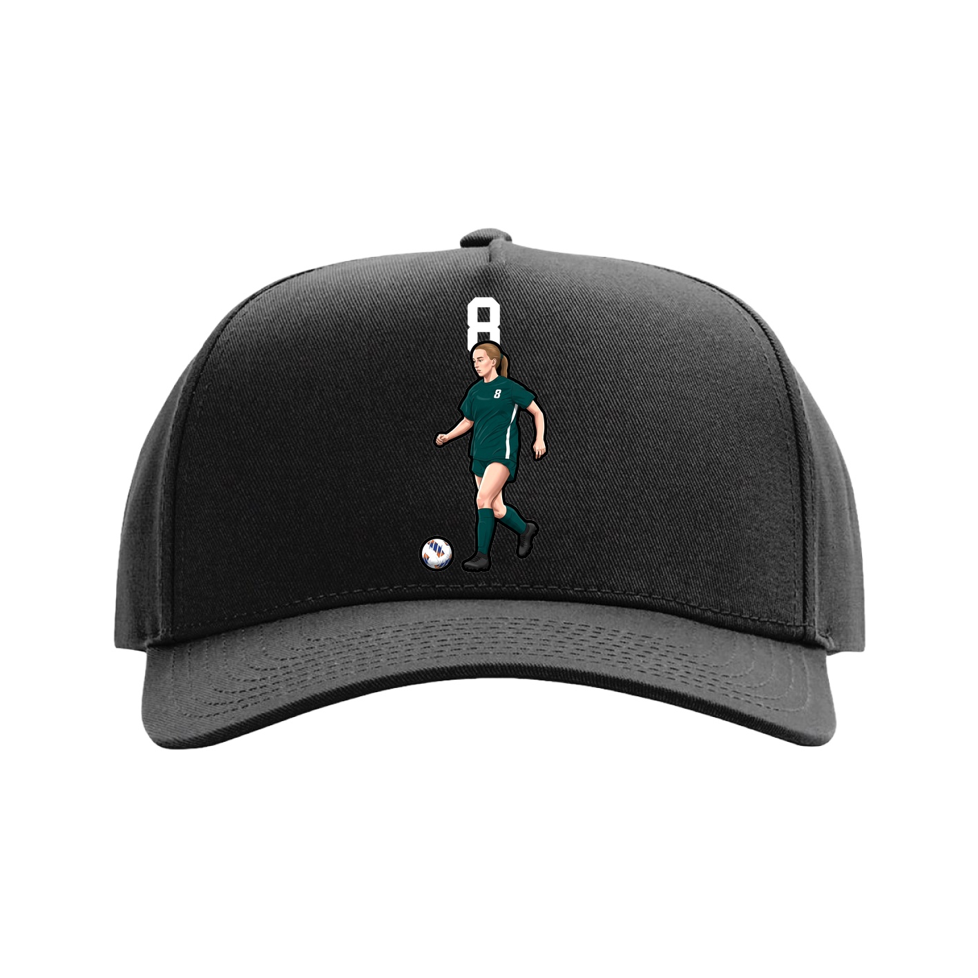 Full Fabric Five-Panel Champ Cap — Number Top in Black