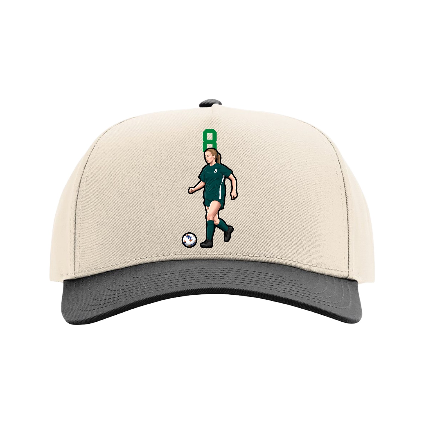Full Fabric Five-Panel Champ Cap — Number Top in Cream/Black