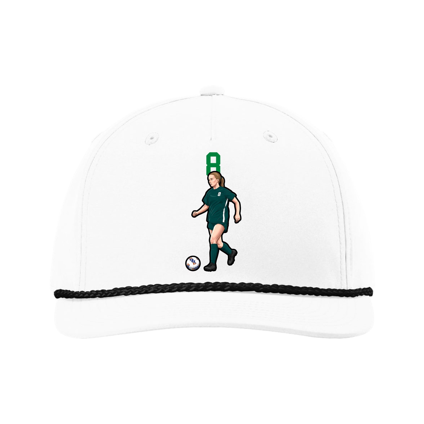 Five-Panel Classic Rope Cap — Number Top in White