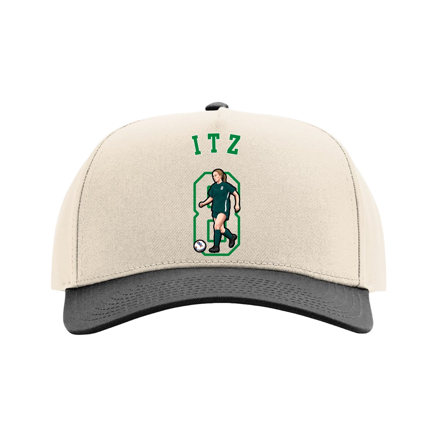 Full Fabric Five-Panel Champ Cap — Shirsey Arch in Cream/Black