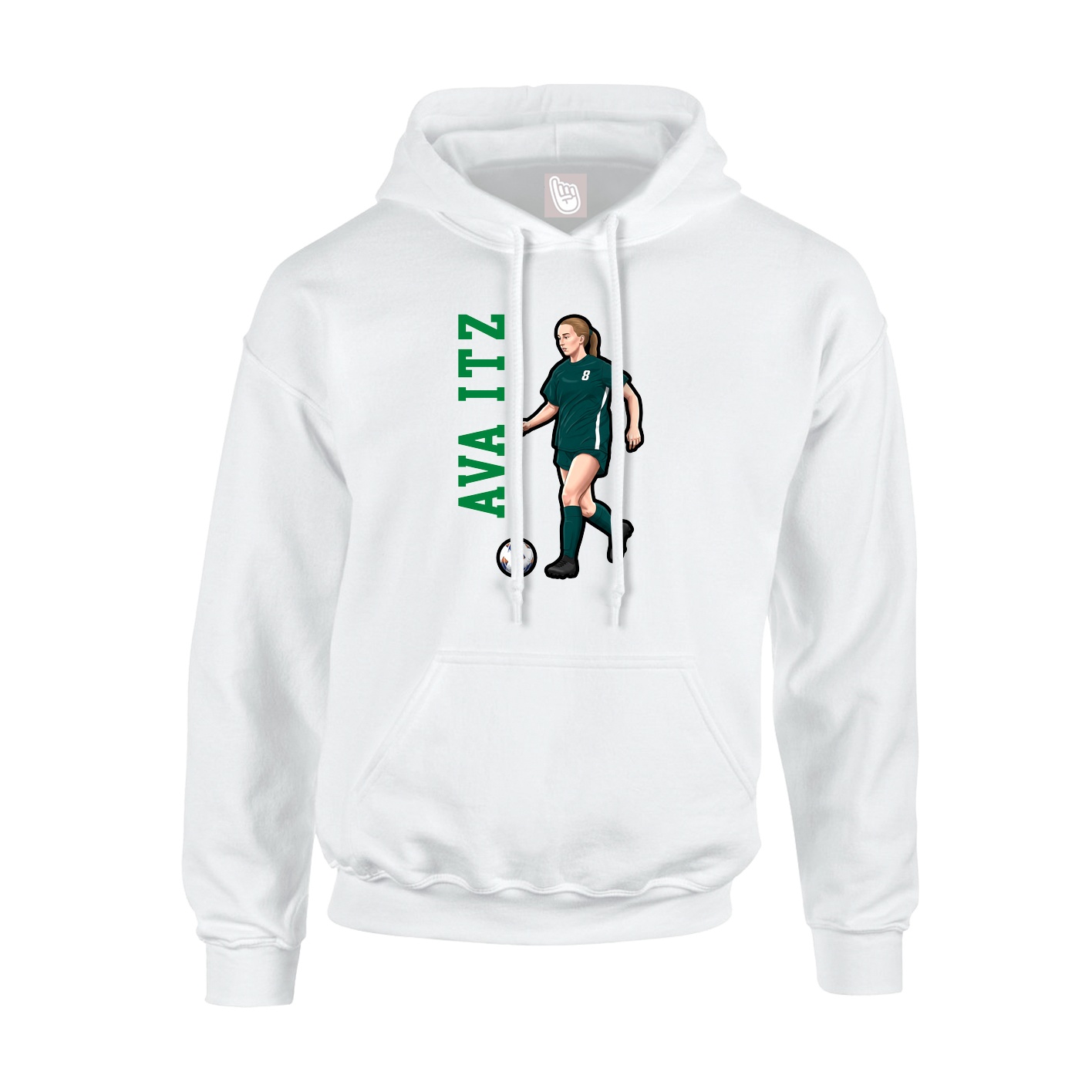 Youth Hoodie — Name Vertical in White