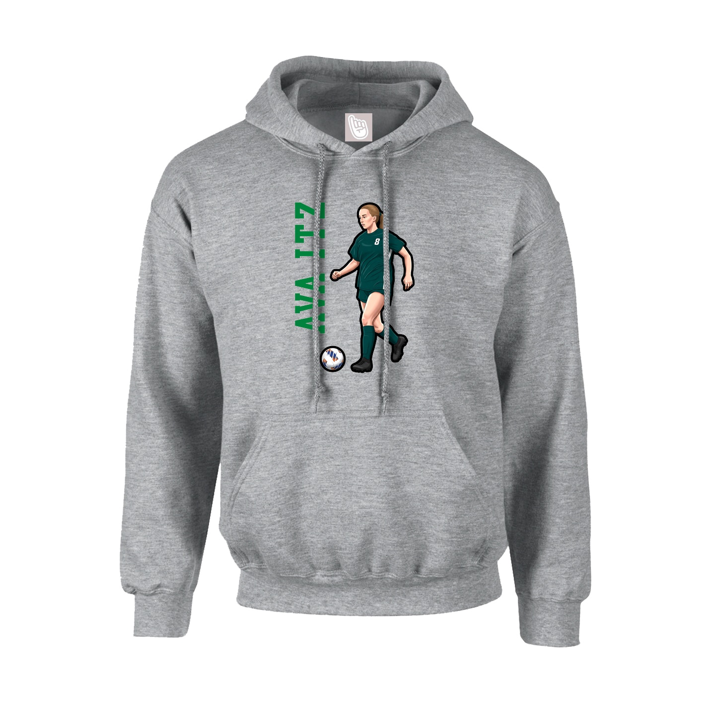Youth Hoodie — Name Vertical in Grey