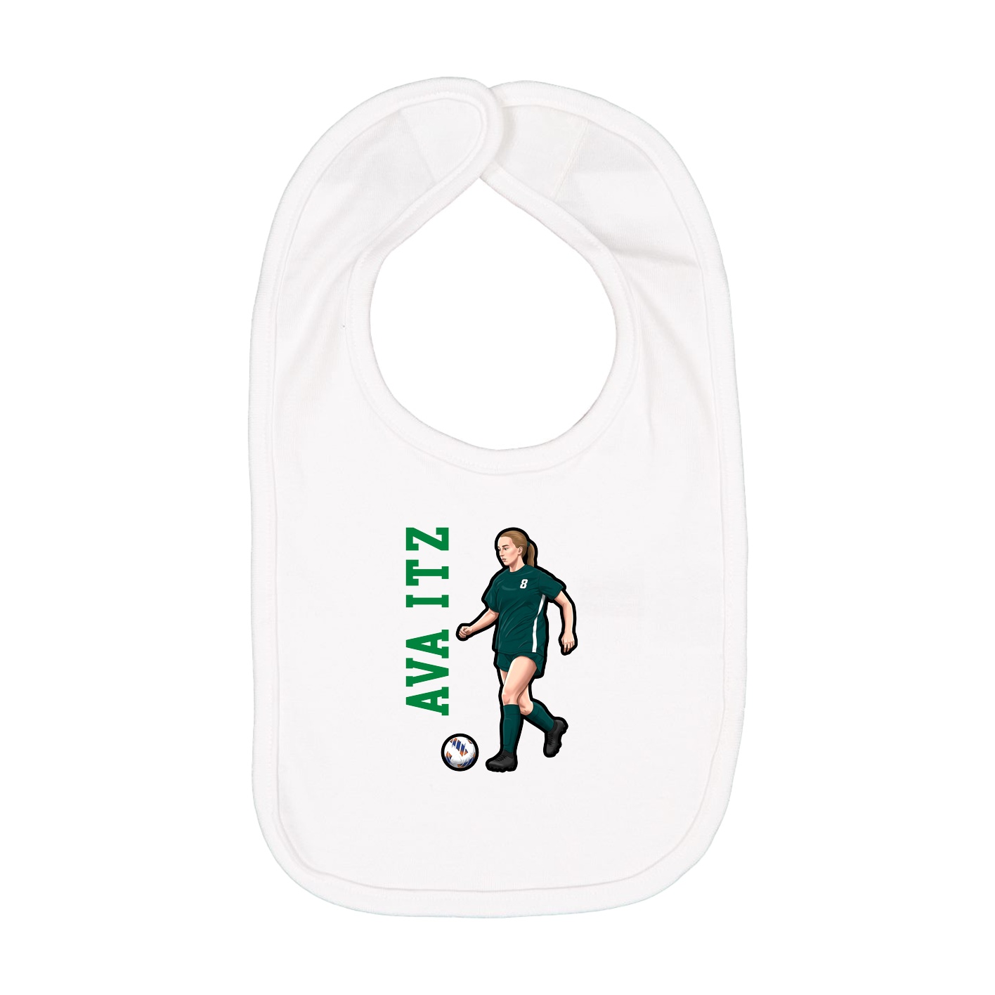 Infant Bib — Name Vertical in White