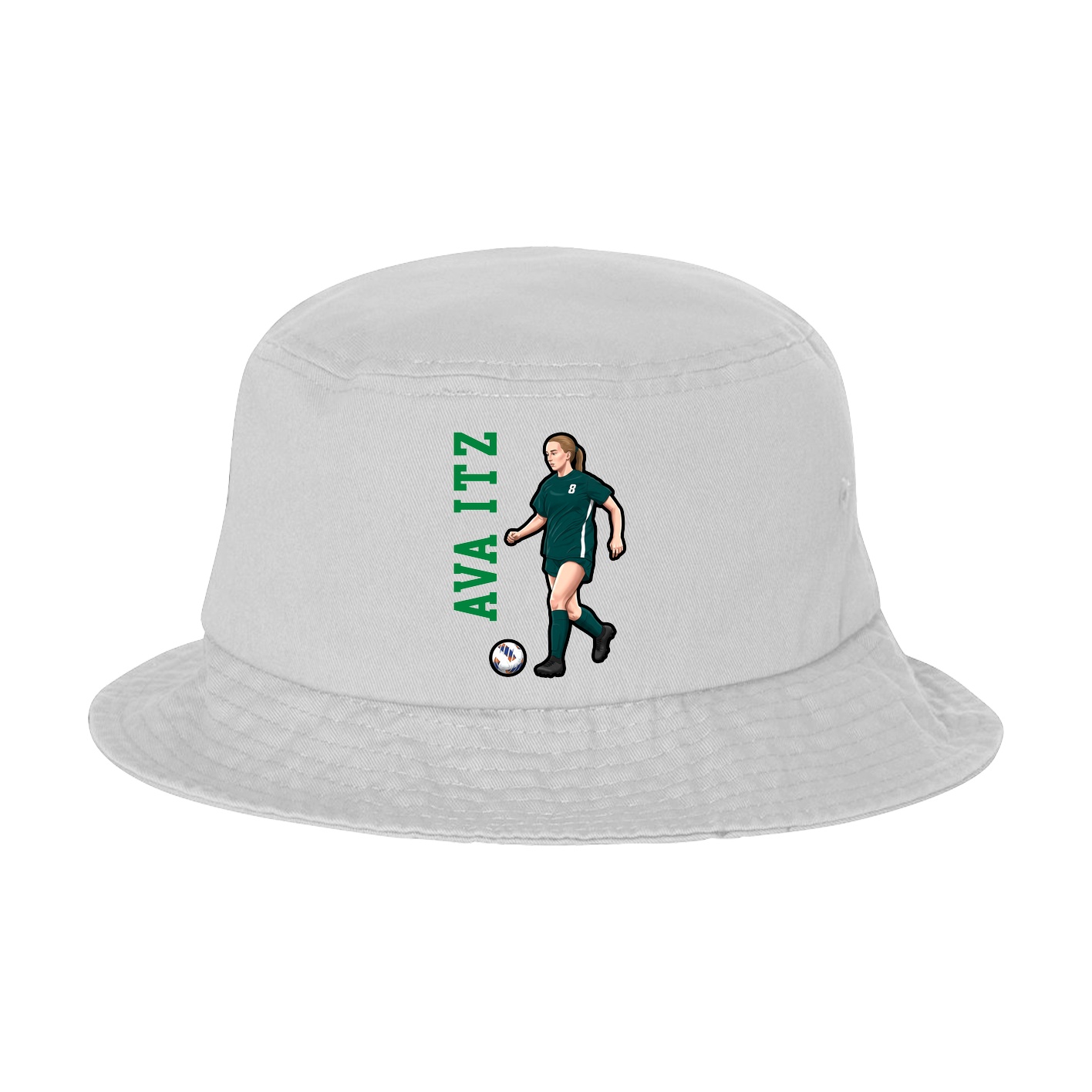 Bucket Cap — Name Vertical in White