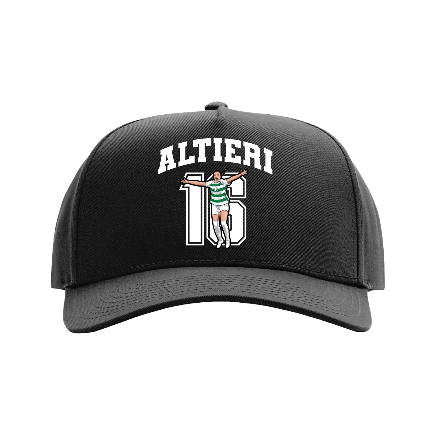 Full Fabric Five-Panel Champ Cap — Number in Black