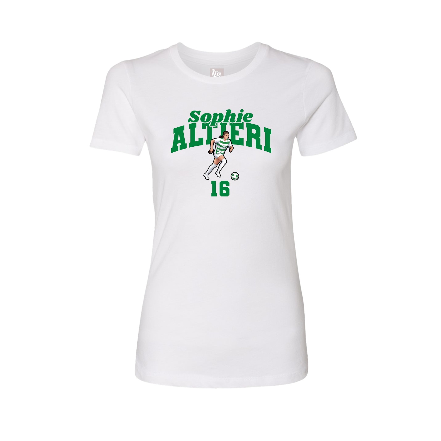 Fitted Women's Tee — Signature Arch in White