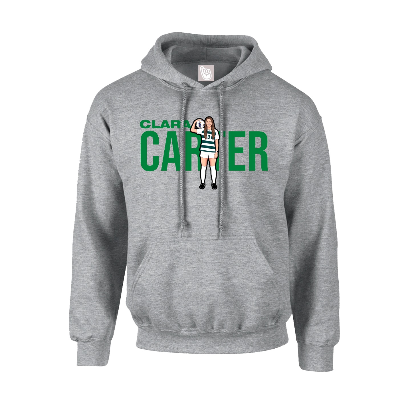 Youth Hoodie — Player Name in Grey