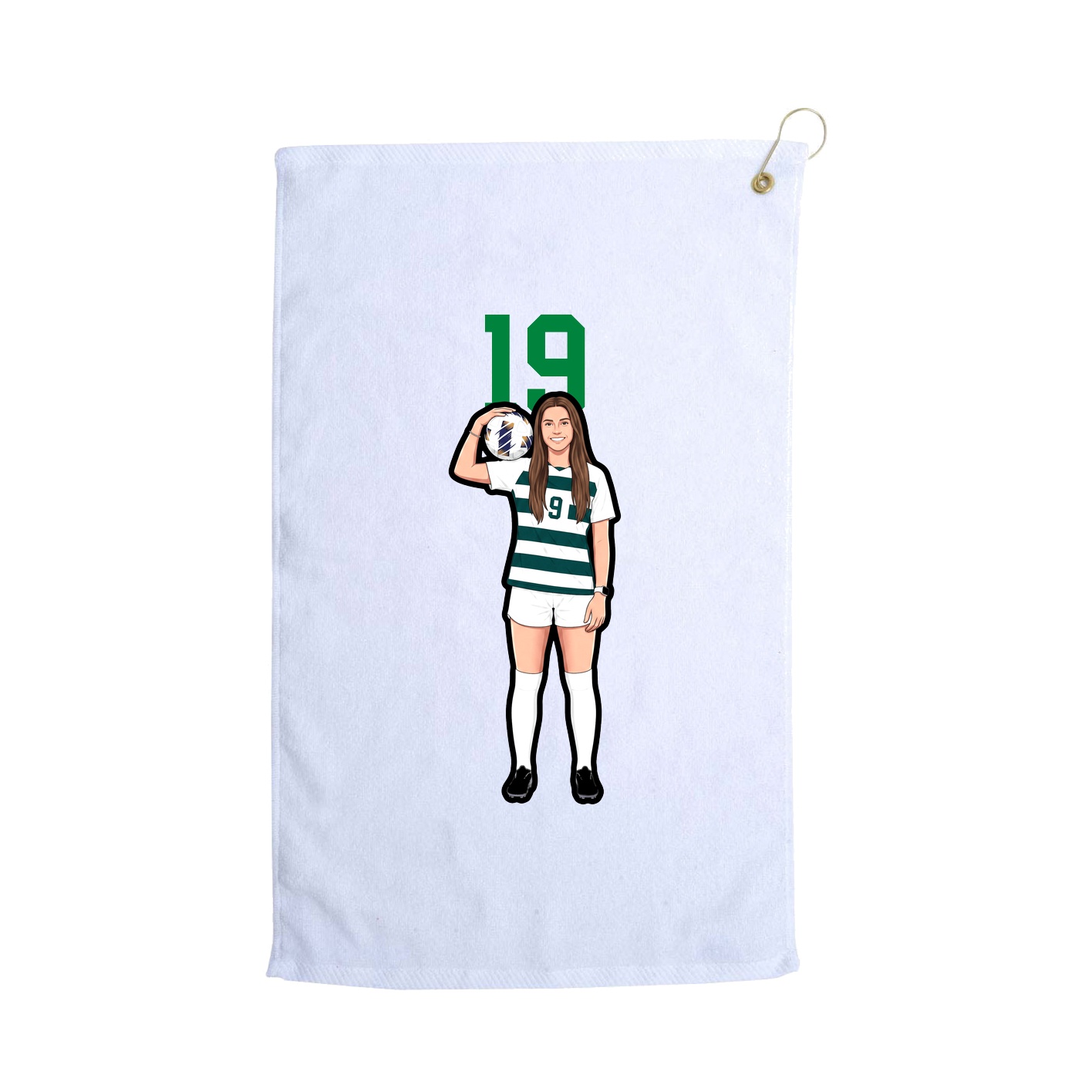 Golf Towel — Number Top in White