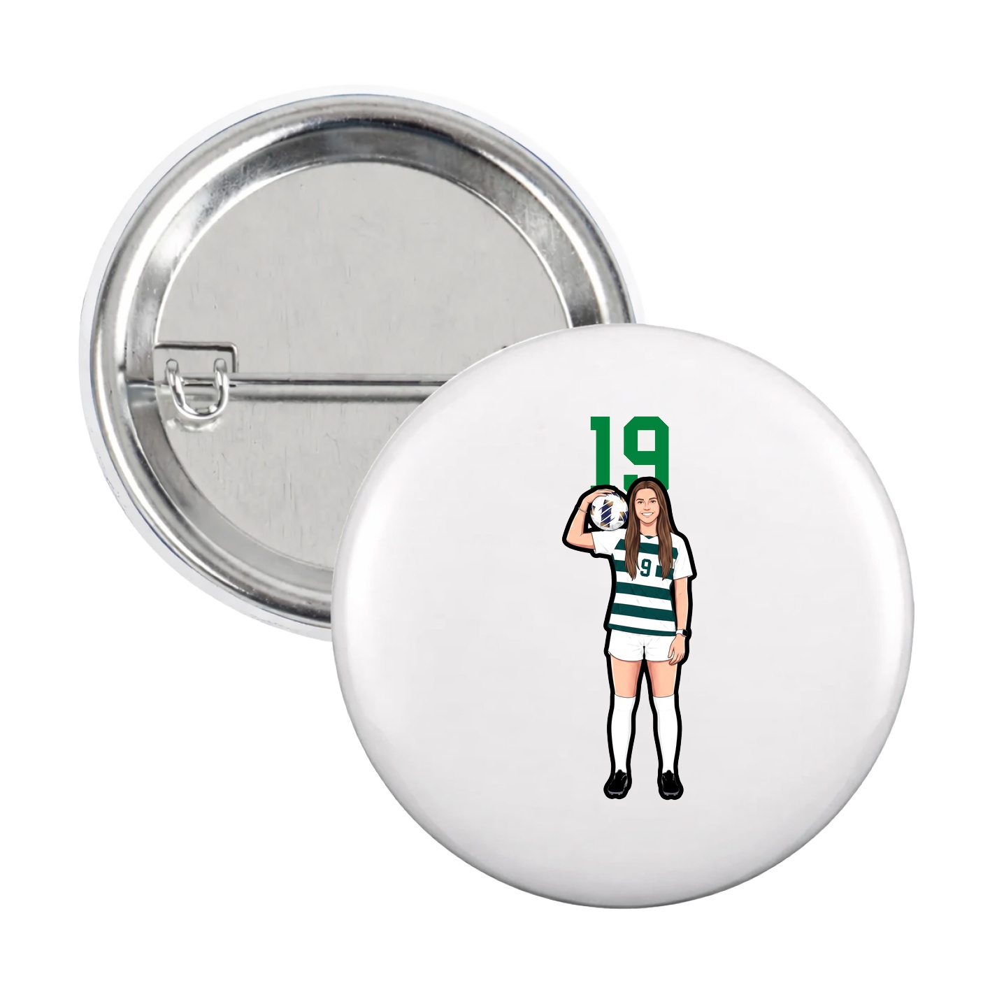 Game Day Button — Number Top in White