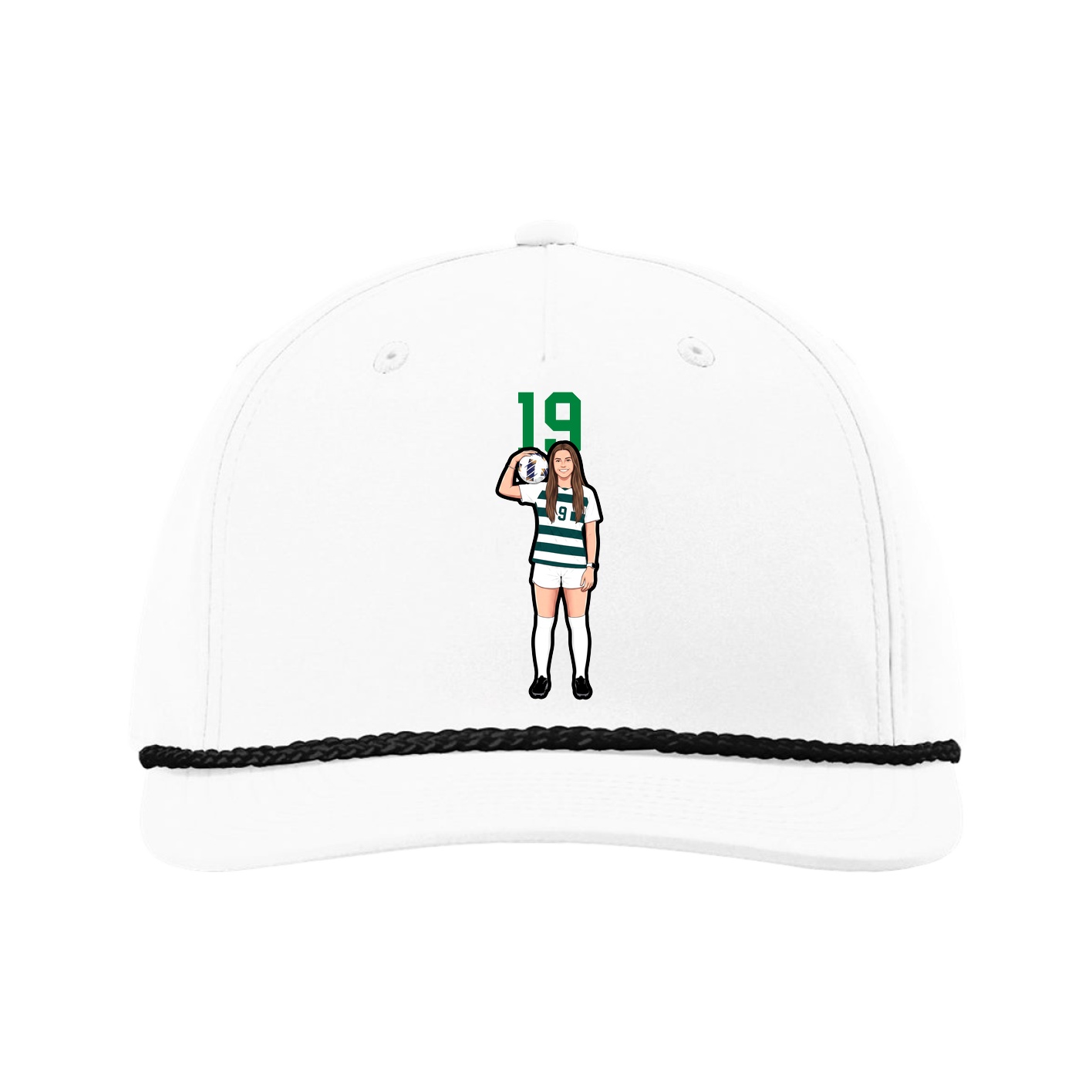 Five-Panel Classic Rope Cap — Number Top in White