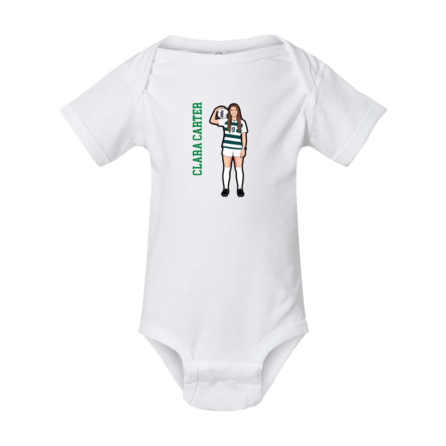 Baby Onesie — Name Vertical in White