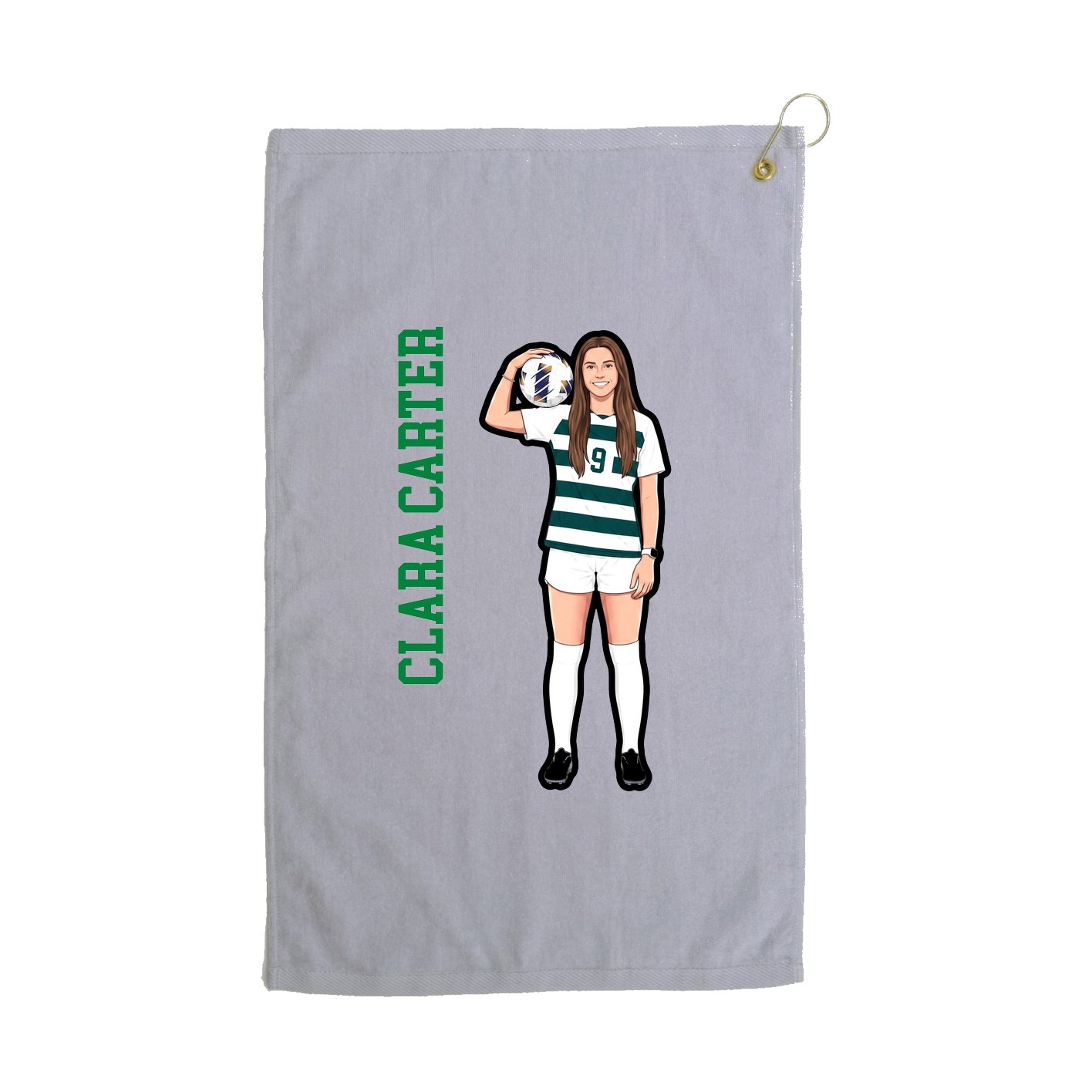 Golf Towel — Name Vertical in Grey