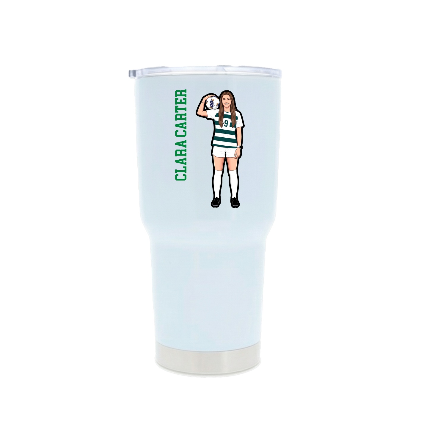 30oz Stainless Steel Tumbler — Name Vertical in White