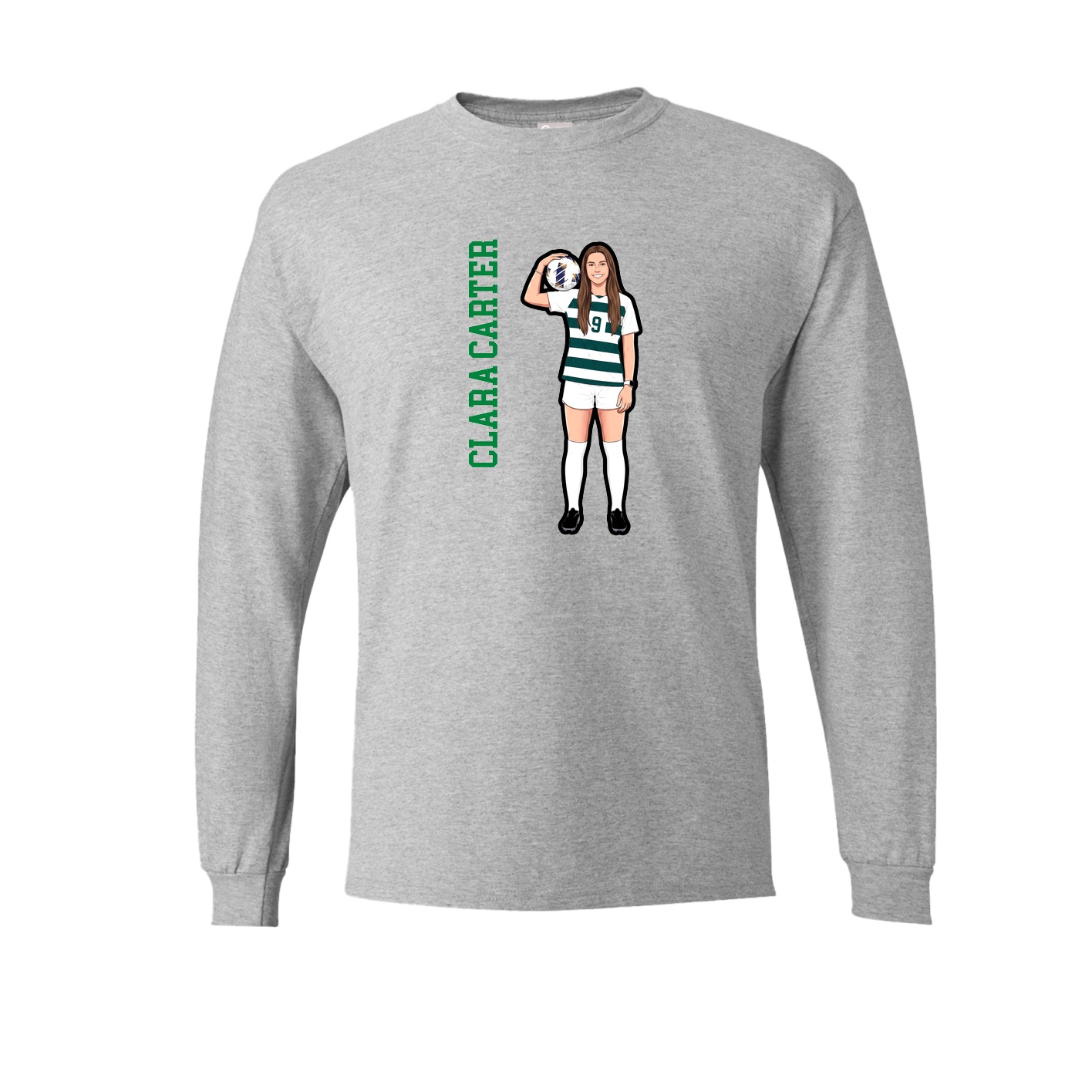 Long Sleeve Tee — Name Vertical in Grey