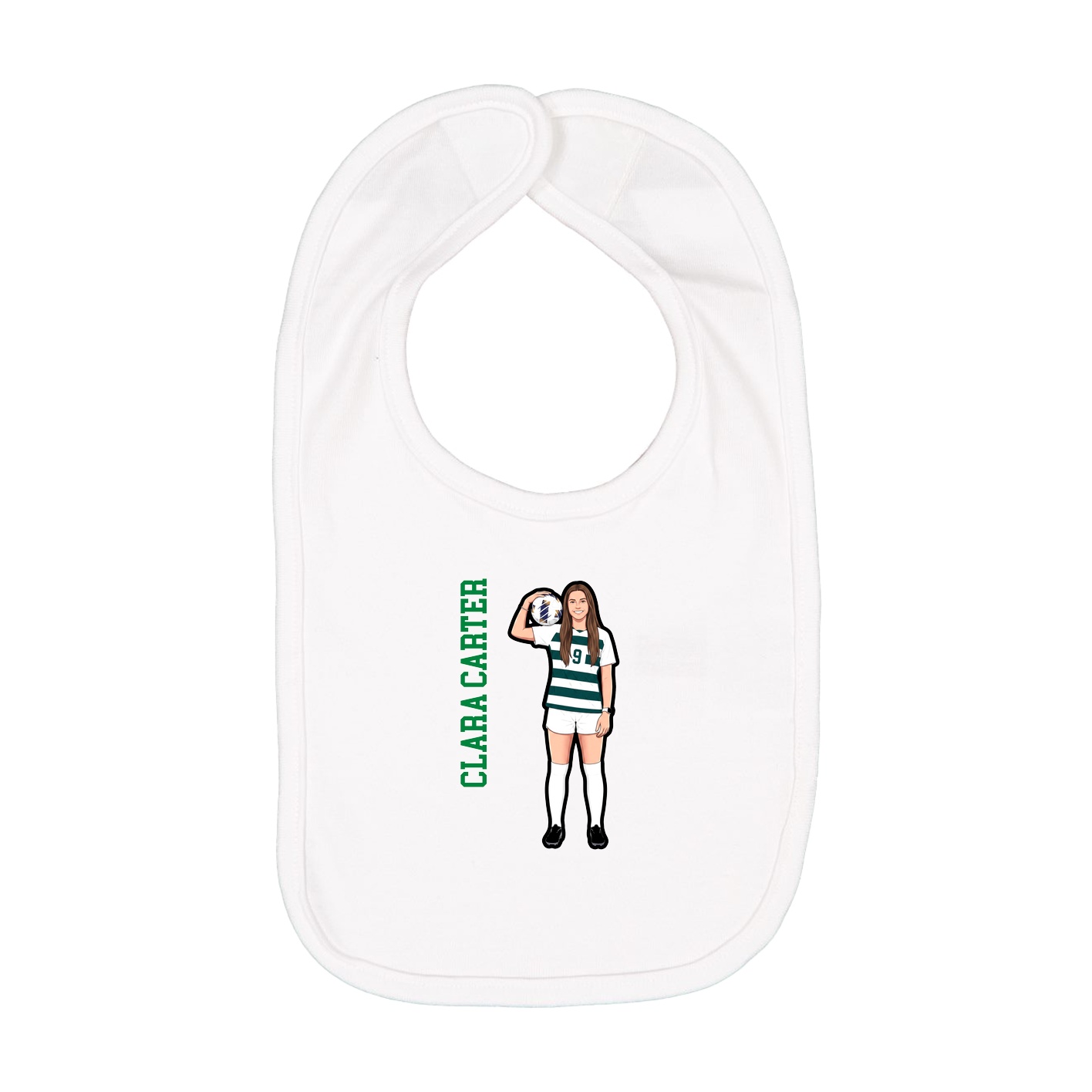 Infant Bib — Name Vertical in White