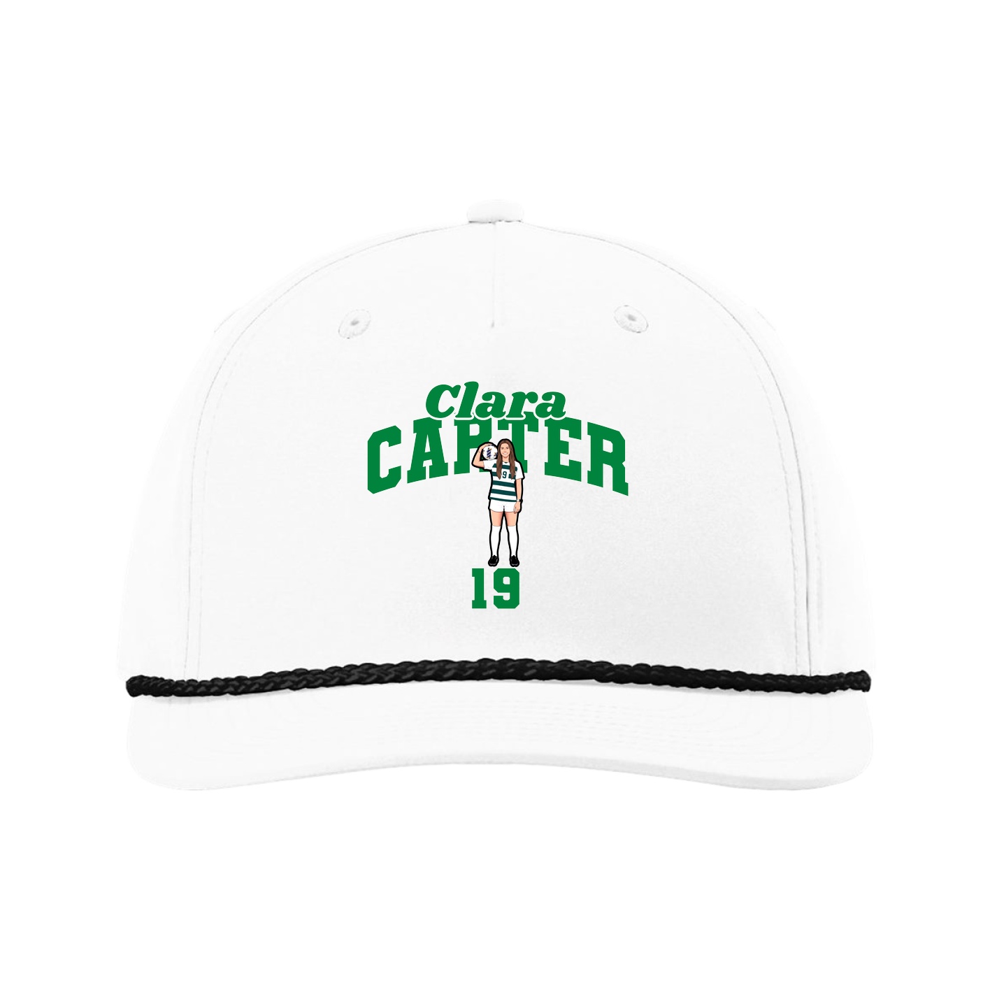 Five-Panel Classic Rope Cap — Signature Arch in White