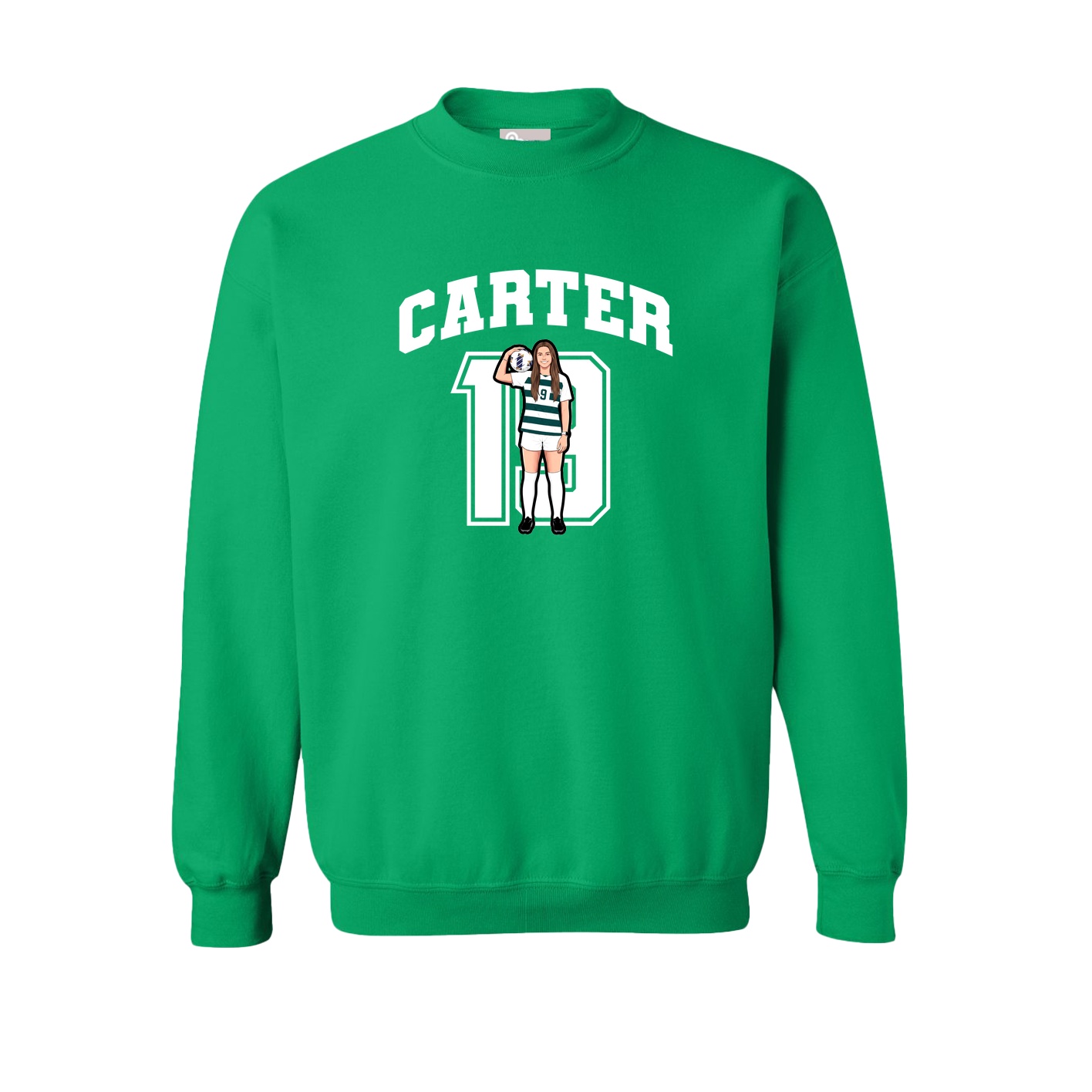 Fleece Crew — Number in Green