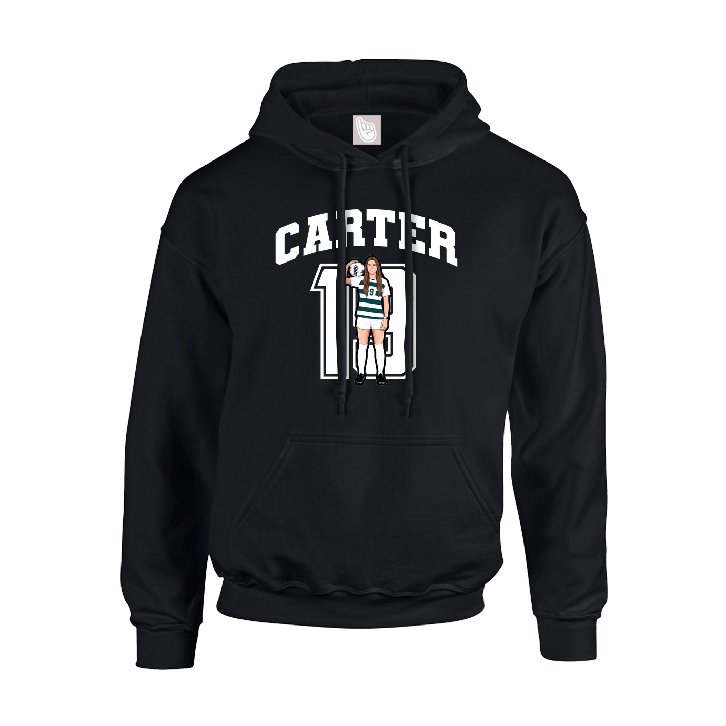 Youth Hoodie — Number in Black