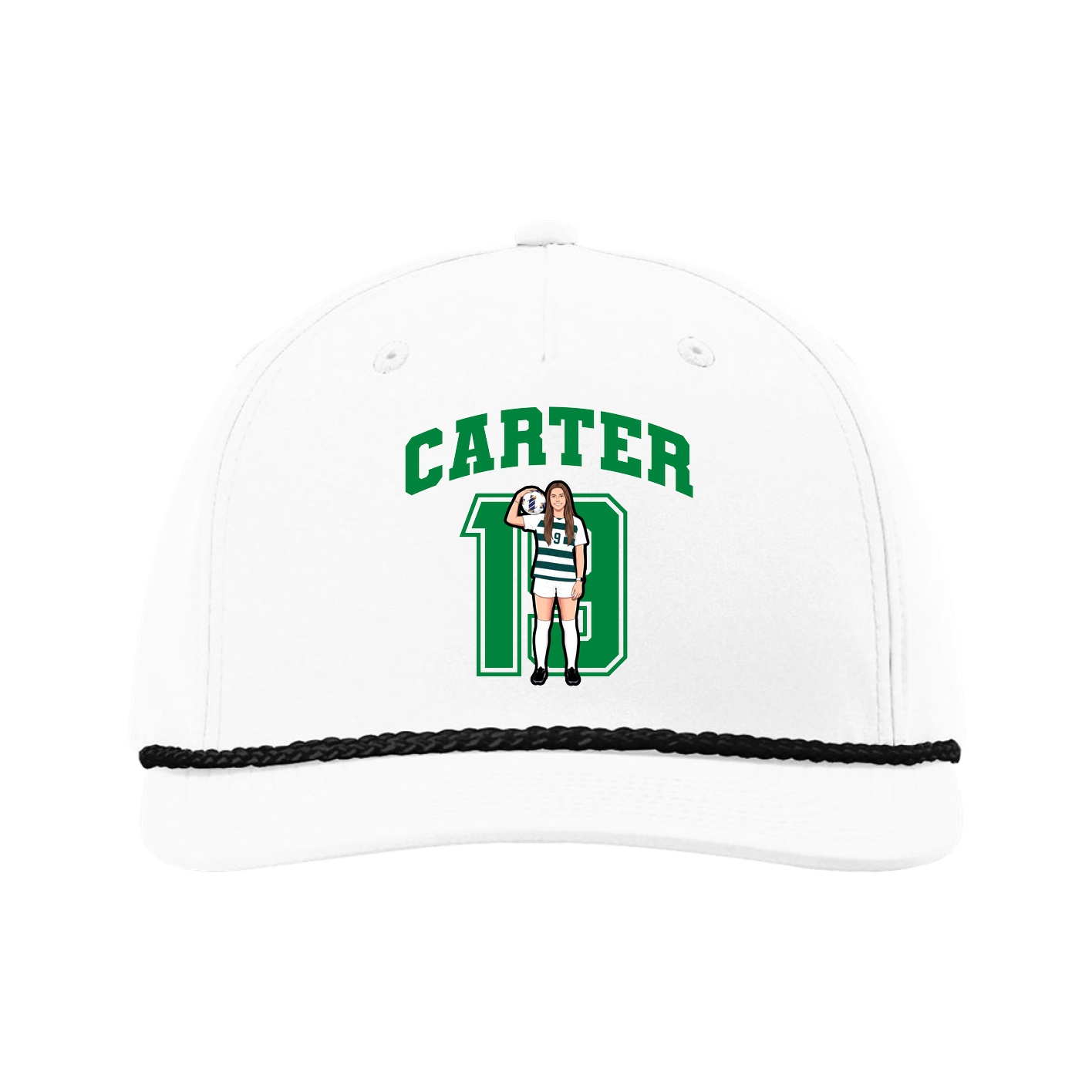 Five-Panel Classic Rope Cap — Number in White