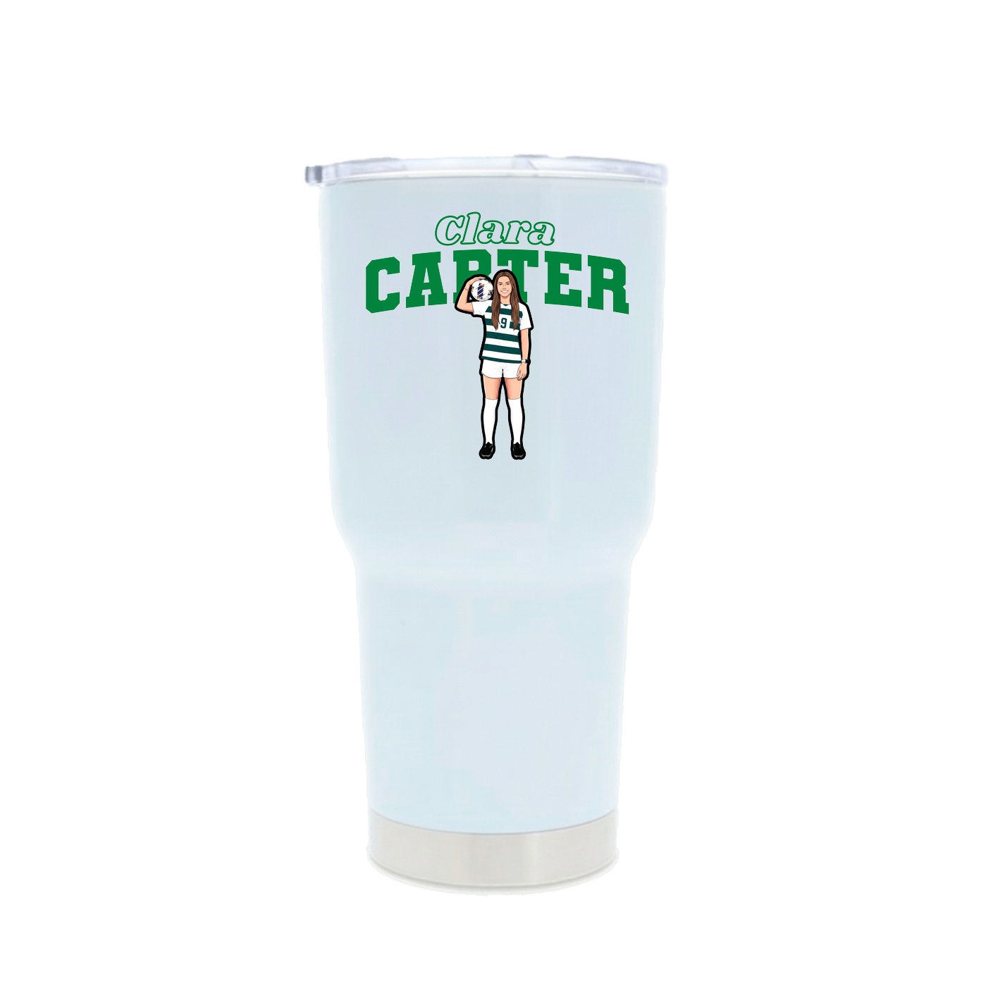30oz Stainless Steel Tumbler — Name Arch in White