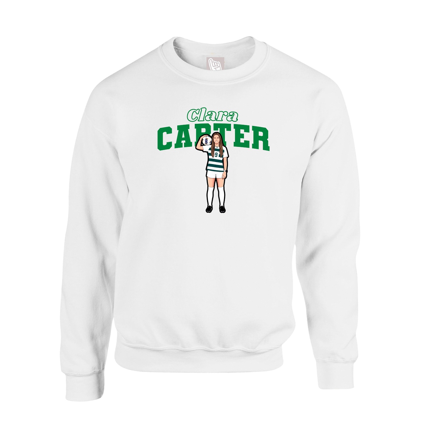 Fleece Crew — Name Arch in White