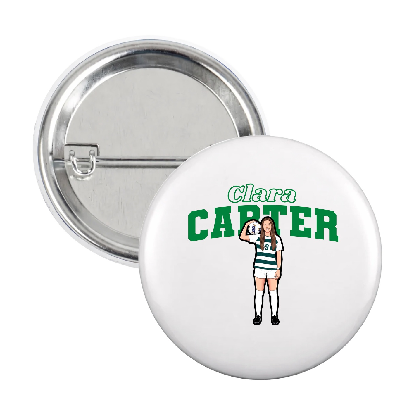 Game Day Button — Name Arch in White