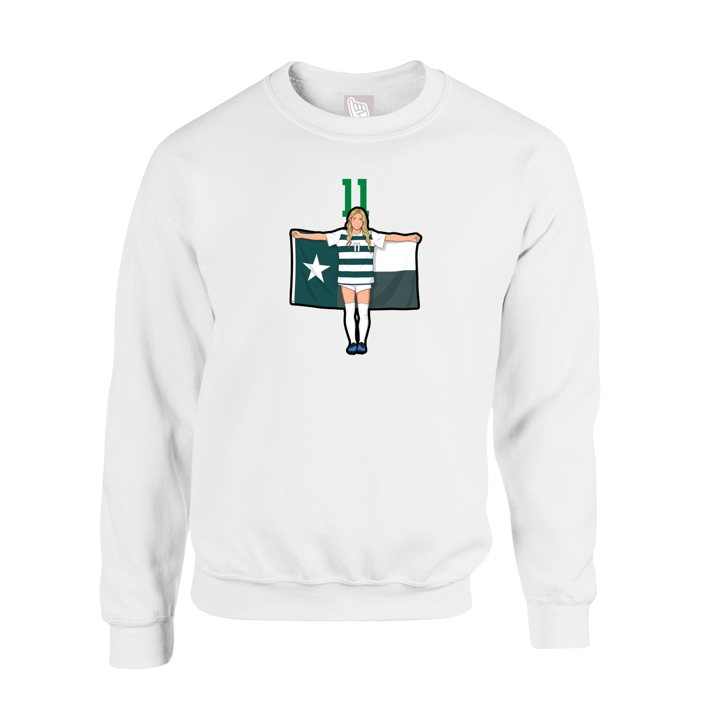Fleece Crew — Number Top in White