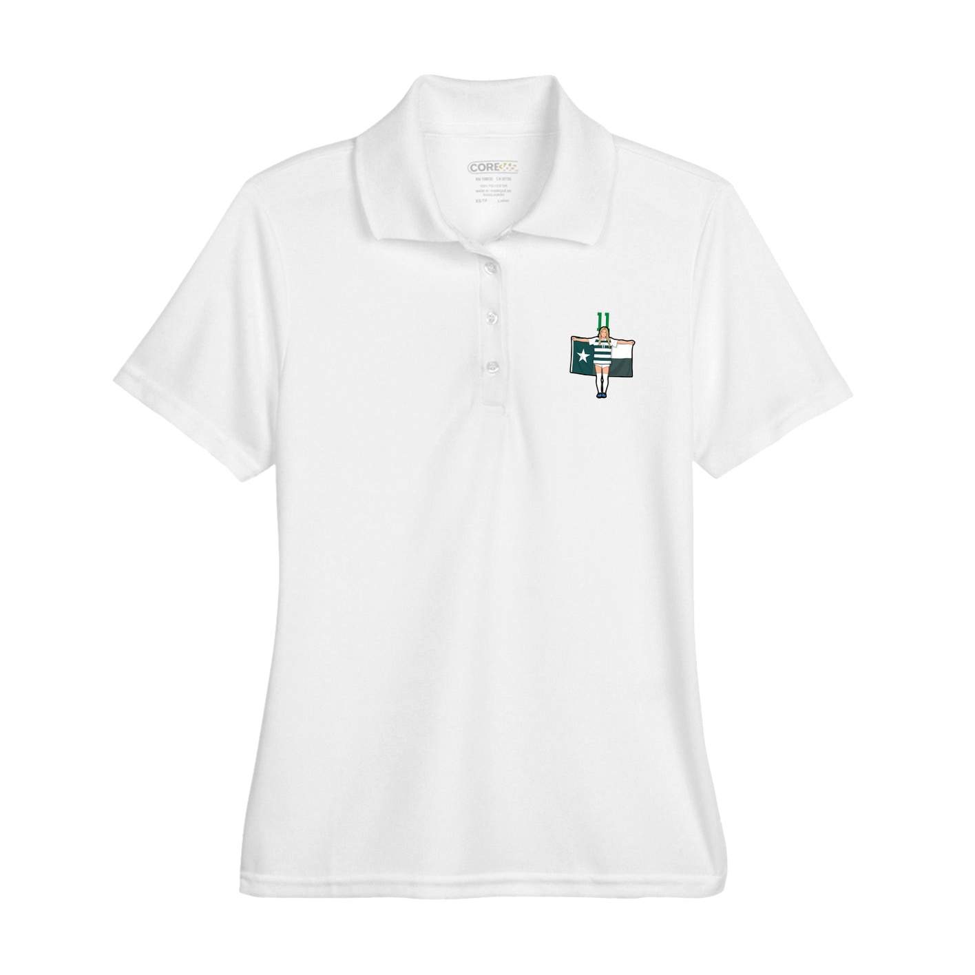 Womens Performance Polo — Number Top in White