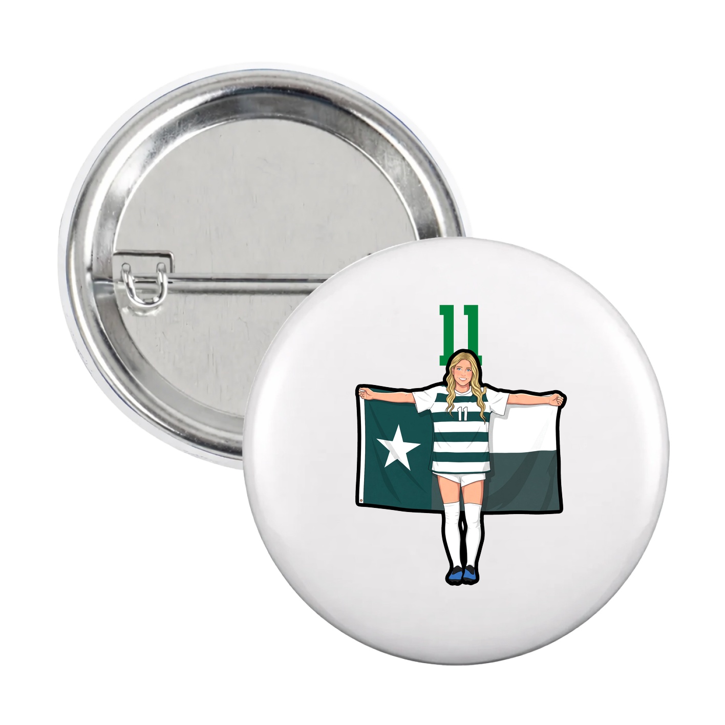 Game Day Button — Number Top in White