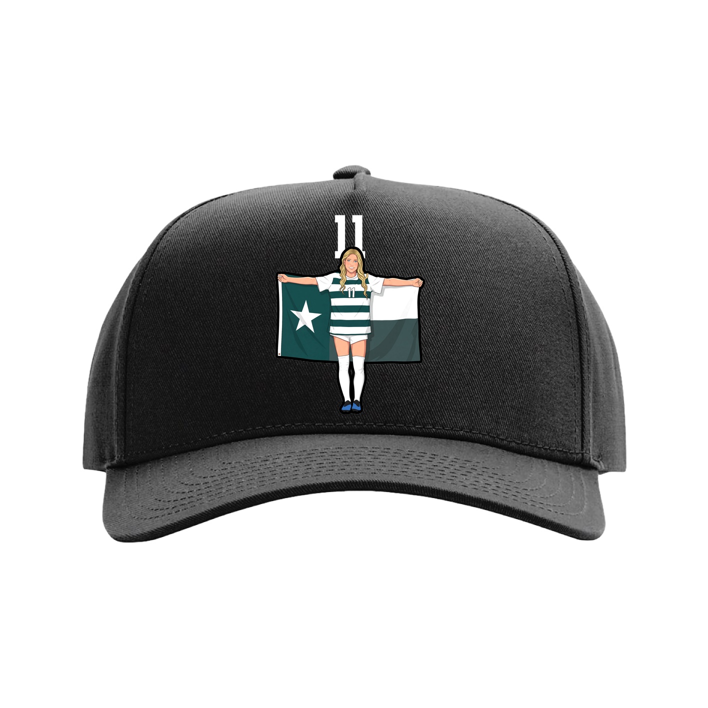 Full Fabric Five-Panel Champ Cap — Number Top in Black