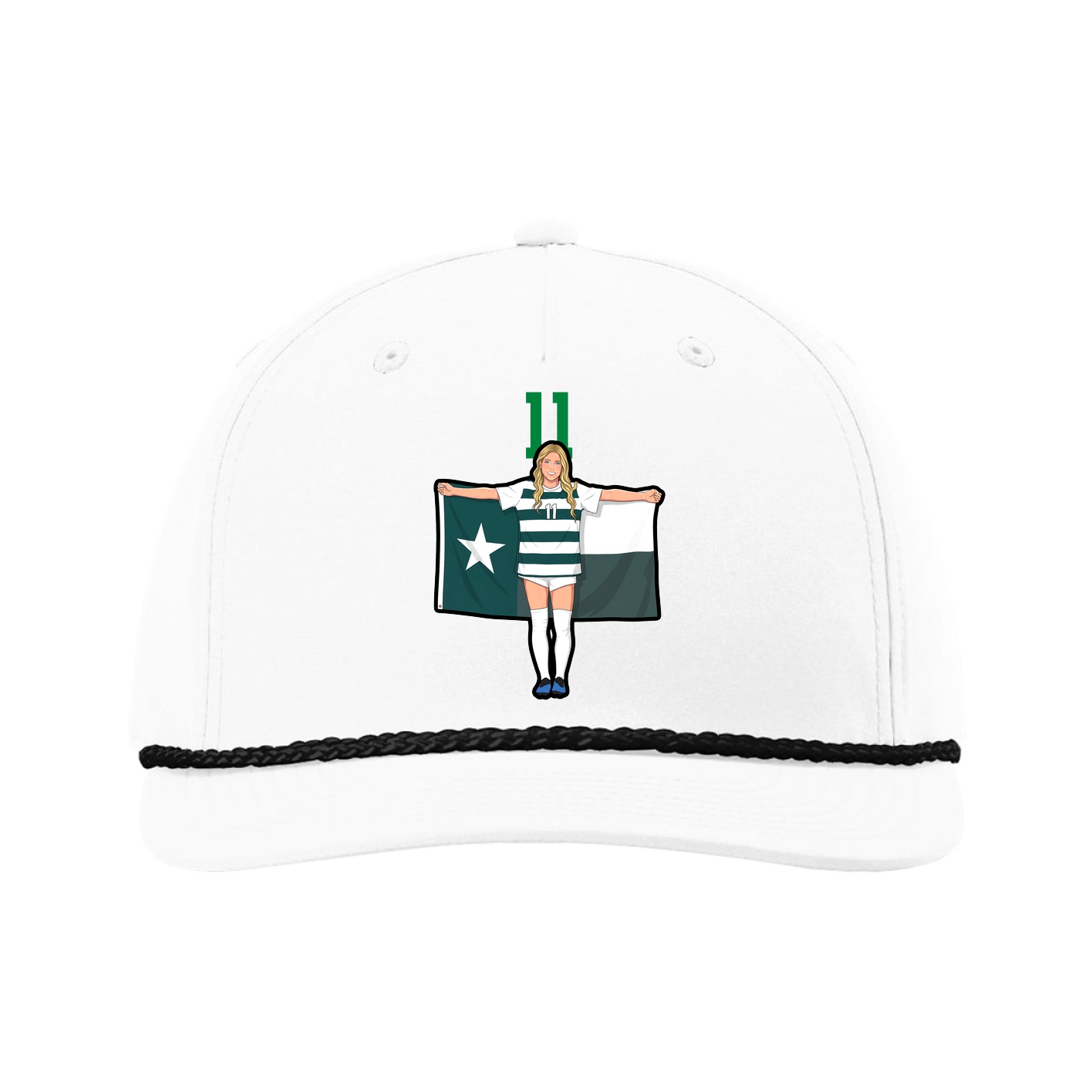 Five-Panel Classic Rope Cap — Number Top in White