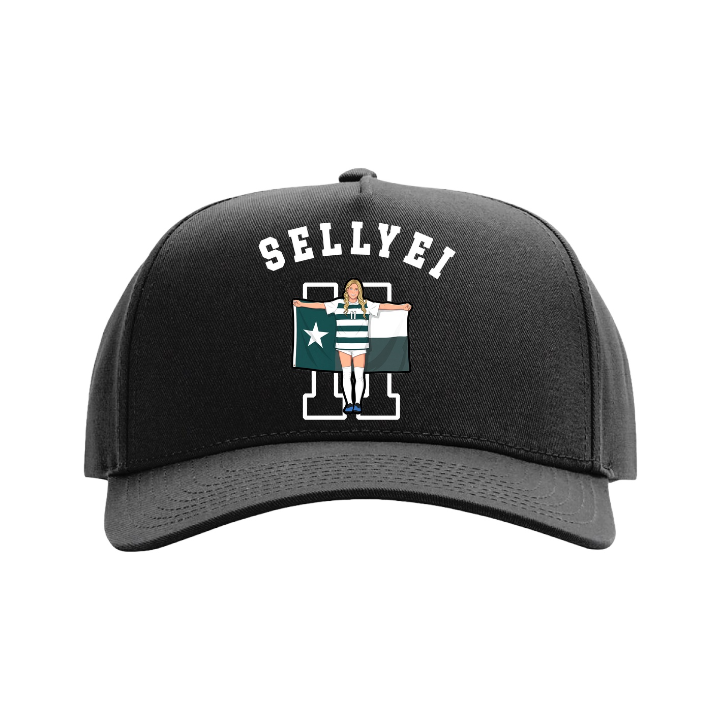 Full Fabric Five-Panel Champ Cap — Shirsey Arch in Black