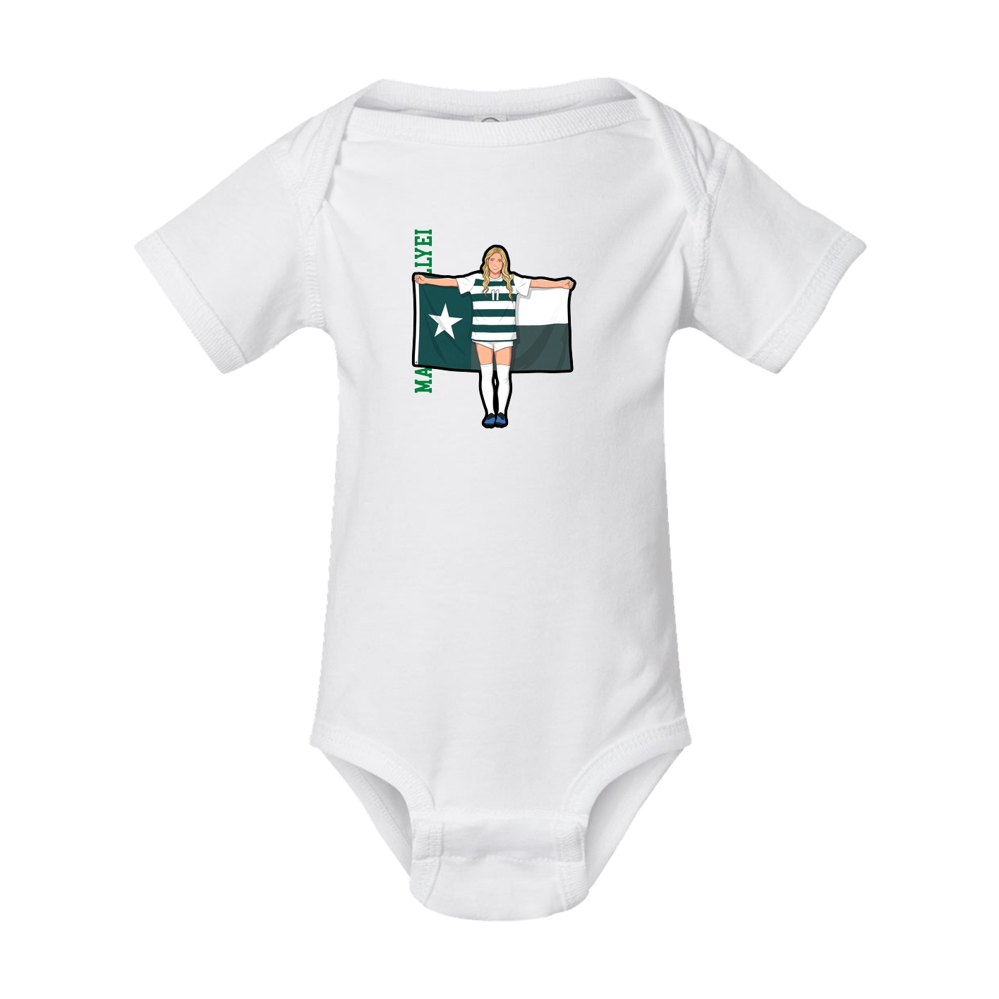 Baby Onesie — Name Vertical in White